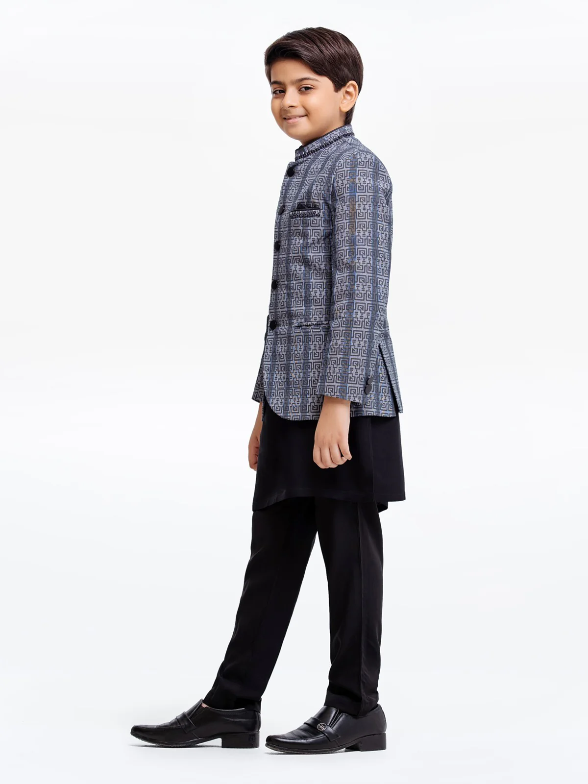 Boy's Grey & Black Prince Suit - EBTPCS22-004 - Image 3