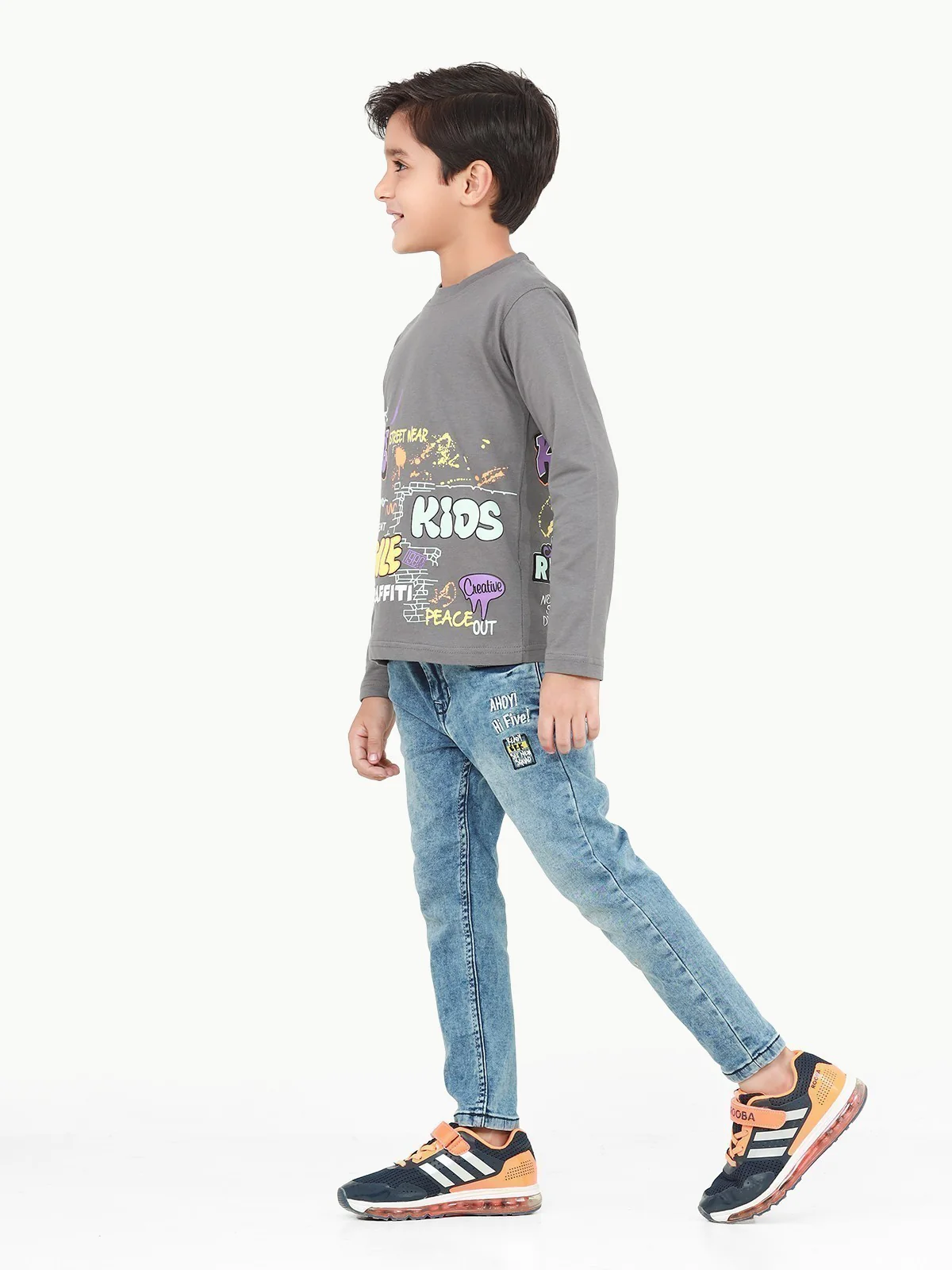 Boy's Grey Full Sleeve T-Shirt - EBTGF22-018 - Image 3