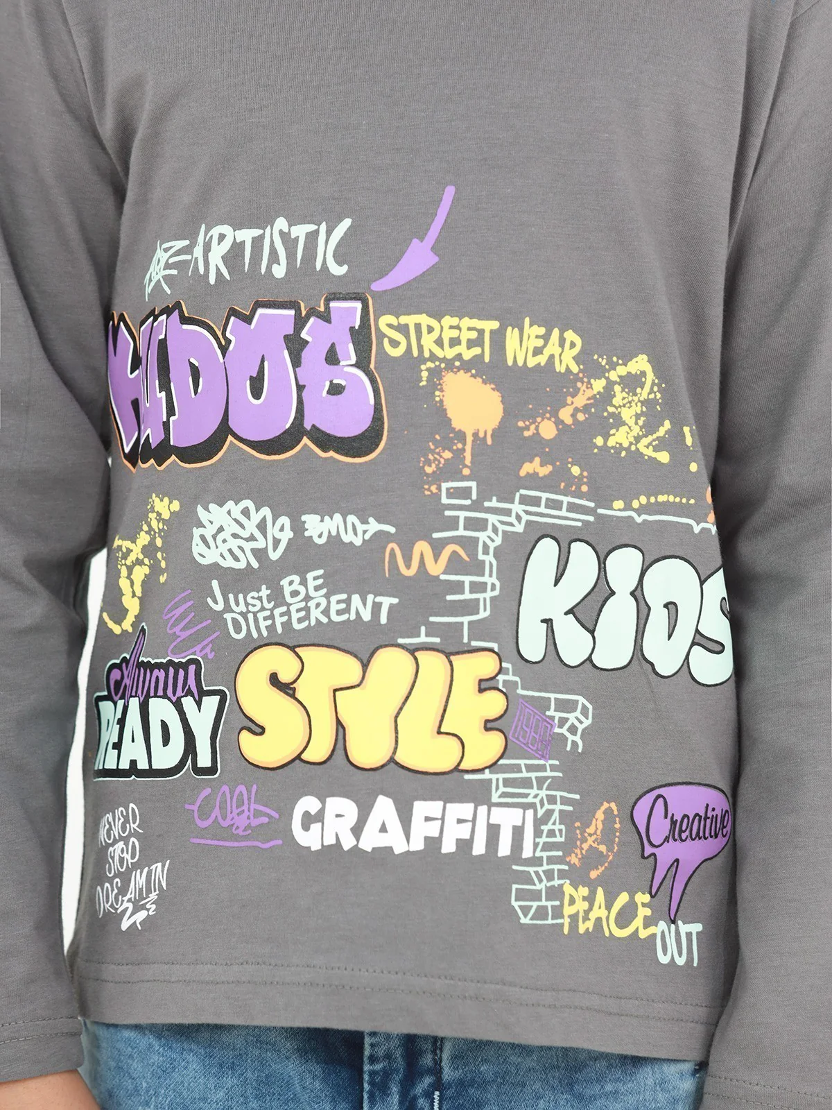 Boy's Grey Full Sleeve T-Shirt - EBTGF22-018 - Image 5
