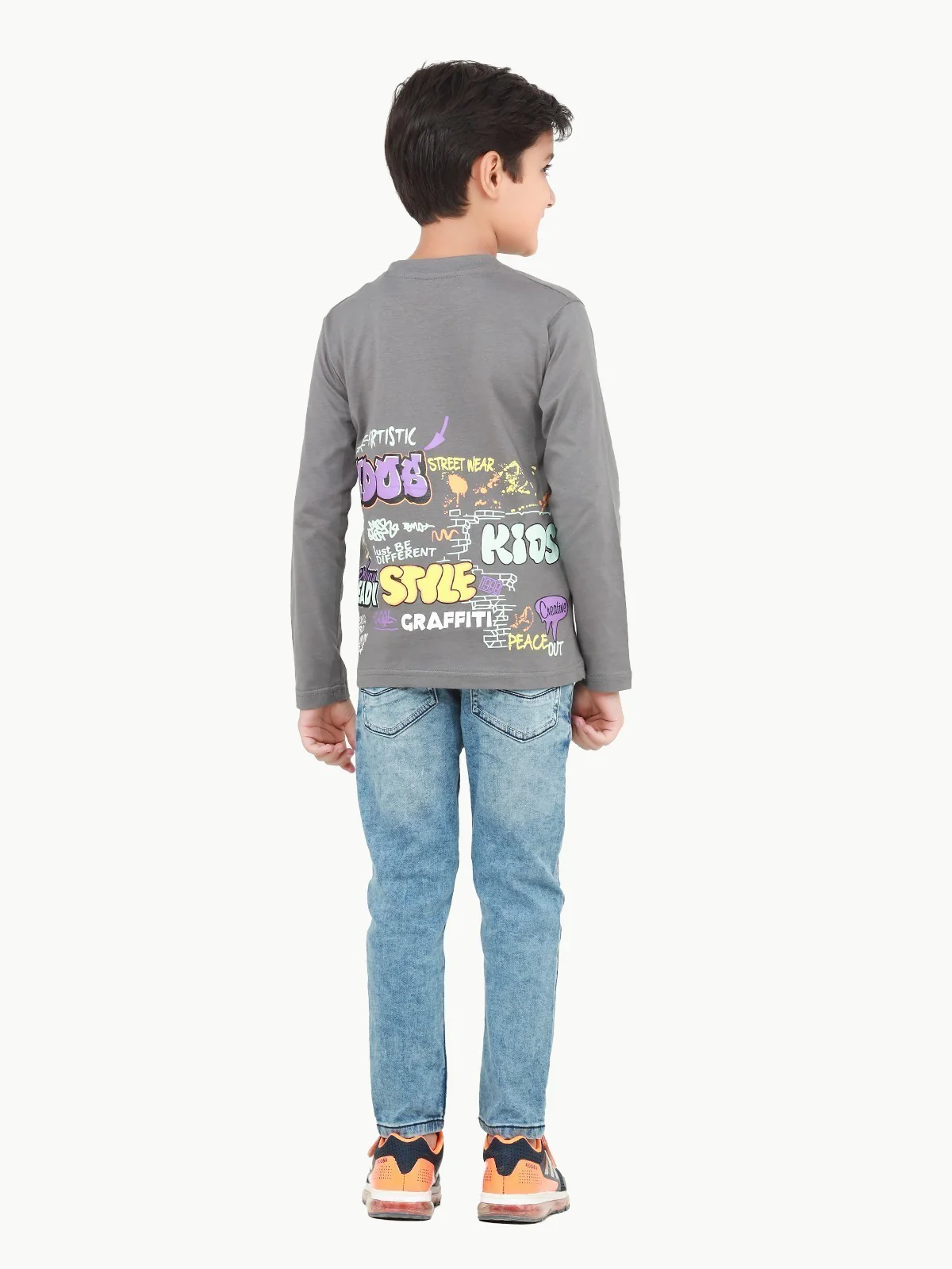 Boy's Grey Full Sleeve T-Shirt - EBTGF22-018 - Image 6
