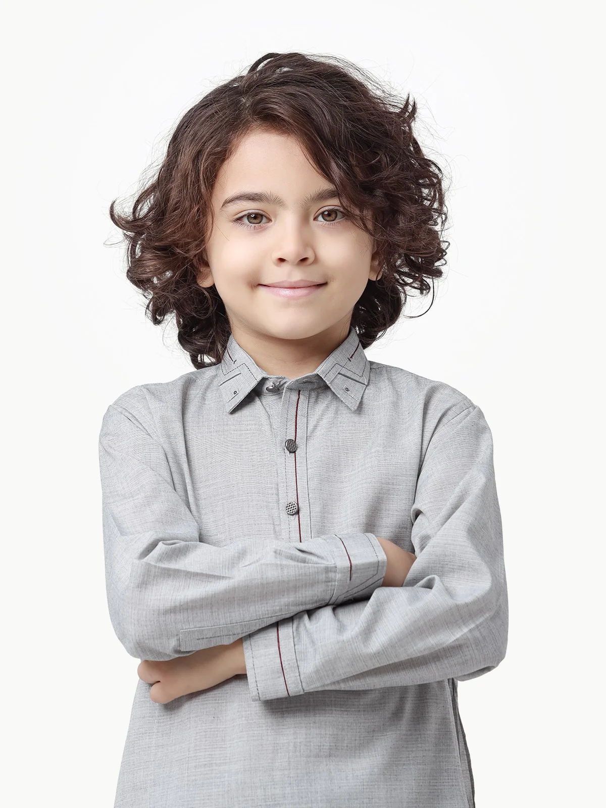 Boy's Grey Kurta Shalwar - EBTKS23-3859 - Image 2