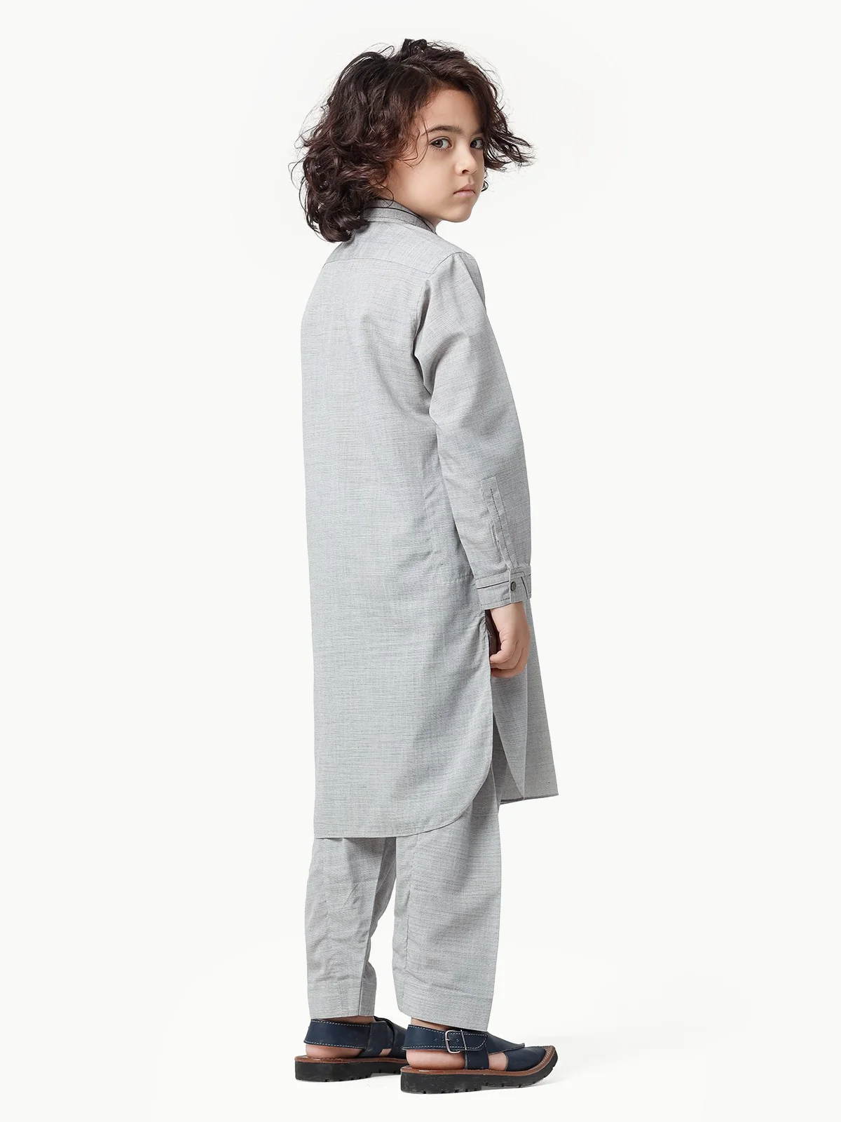 Boy's Grey Kurta Shalwar - EBTKS23-3859 - Image 4
