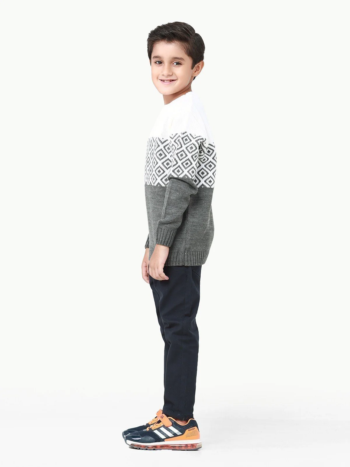 Boy's Grey & Off White Sweater - EBTSWT22-004 - Image 3