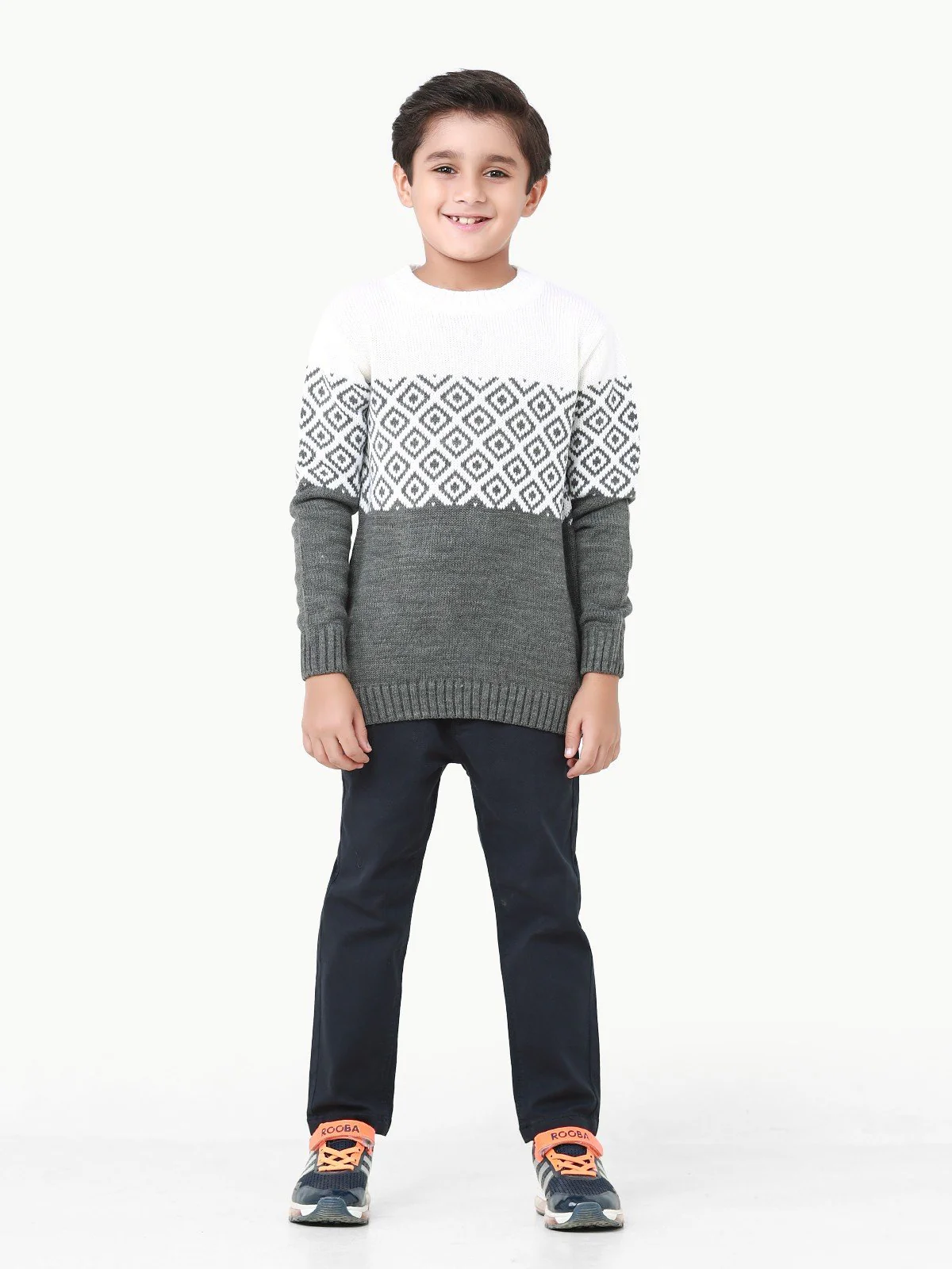 Boy's Grey & Off White Sweater - EBTSWT22-004 - Image 5