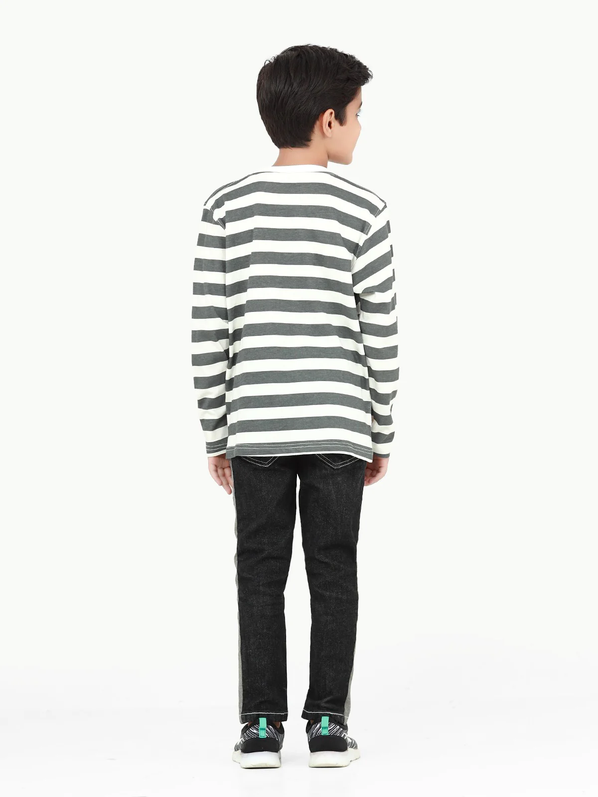 Boy's Grey & White Full Sleeve T-Shirt - EBTGF22-012 - Image 5