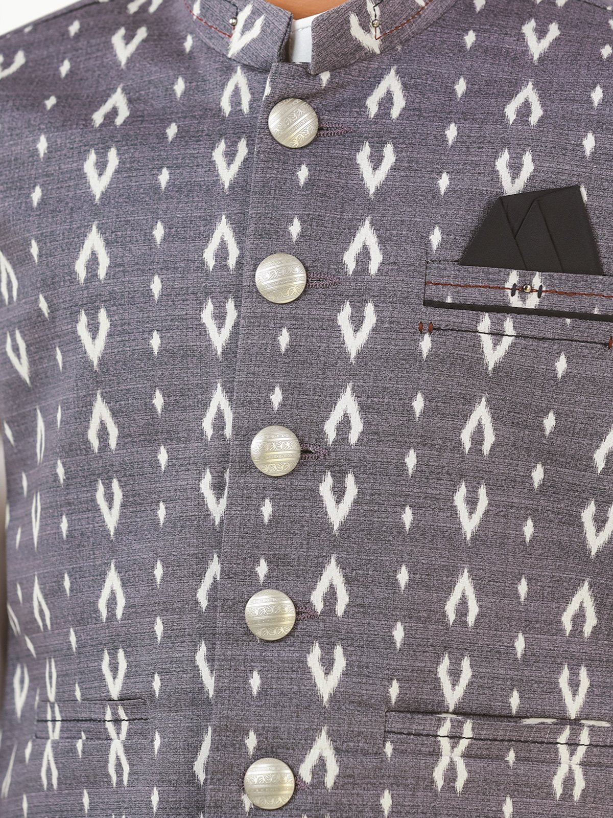 Boy's Grey & White Waist Coat Suit - EBTWCS22-25162 - Image 4