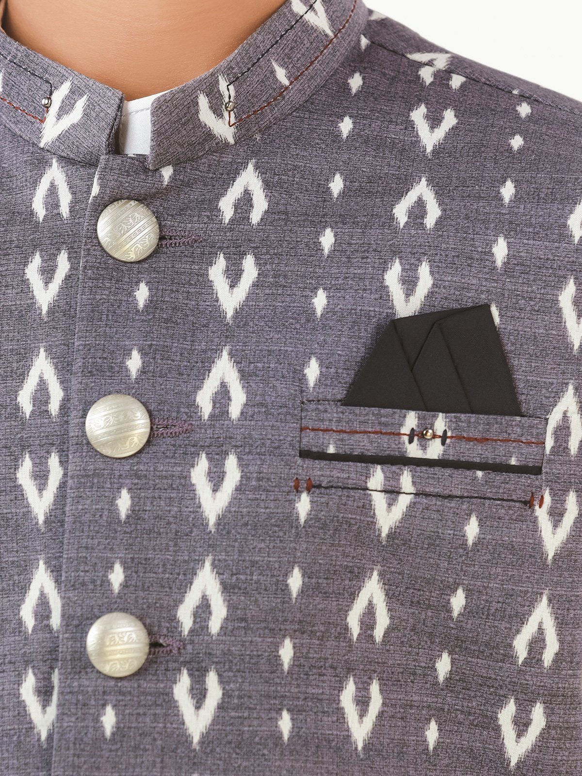 Boy's Grey & White Waist Coat Suit - EBTWCS22-25162 - Image 5