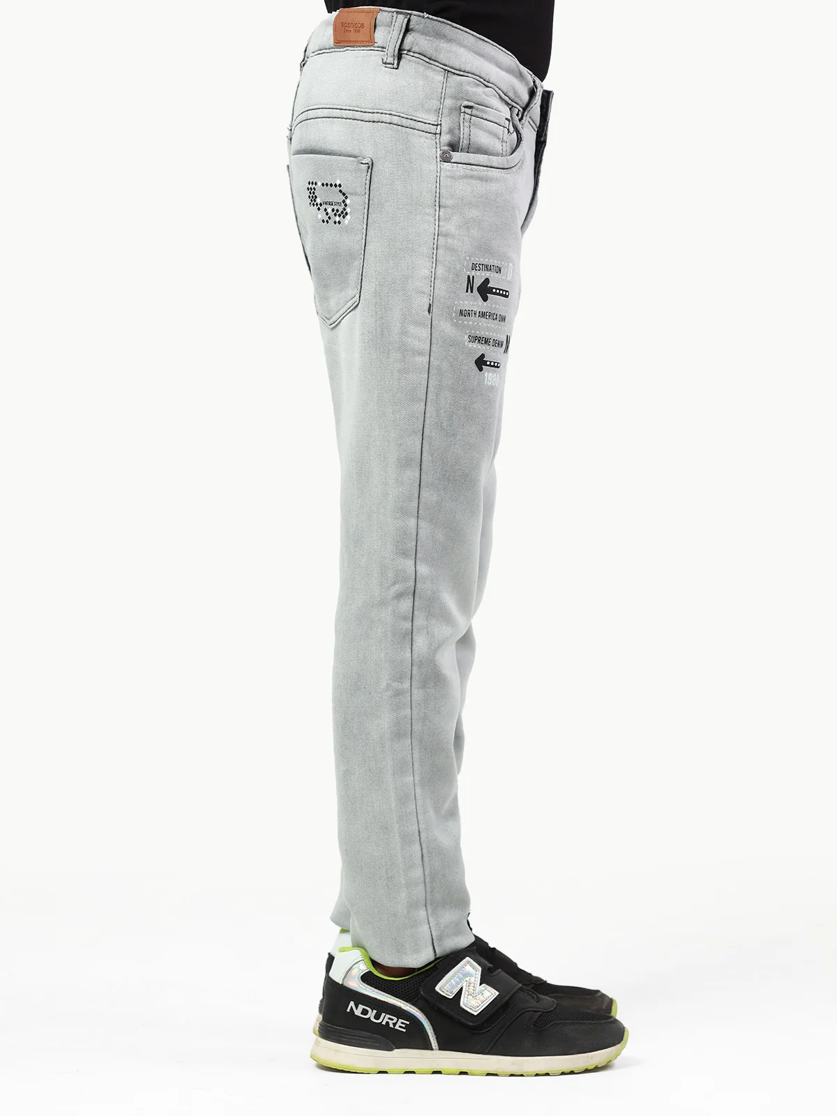 Boy's Heather Grey Denim Pant - EBBDP22-007 - Image 2