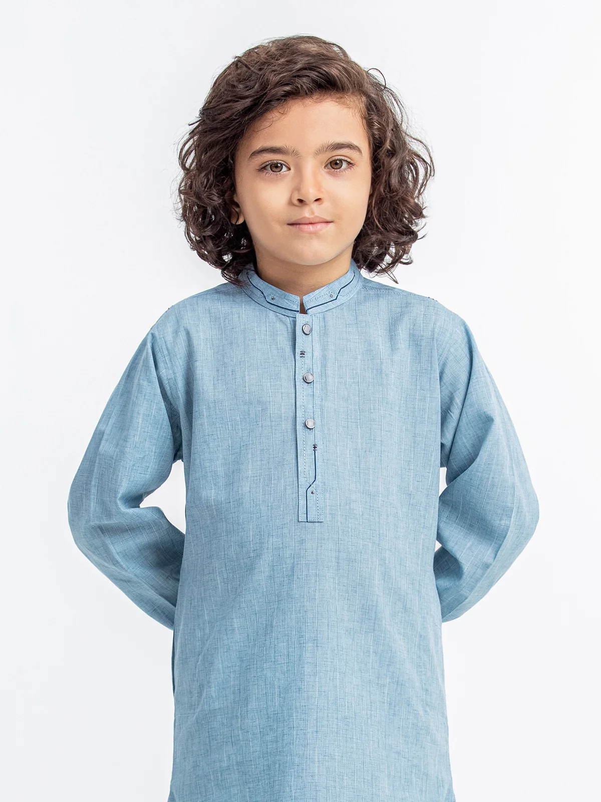 Boy's Ice Blue Kurta - EBTK23-3888 - Image 2