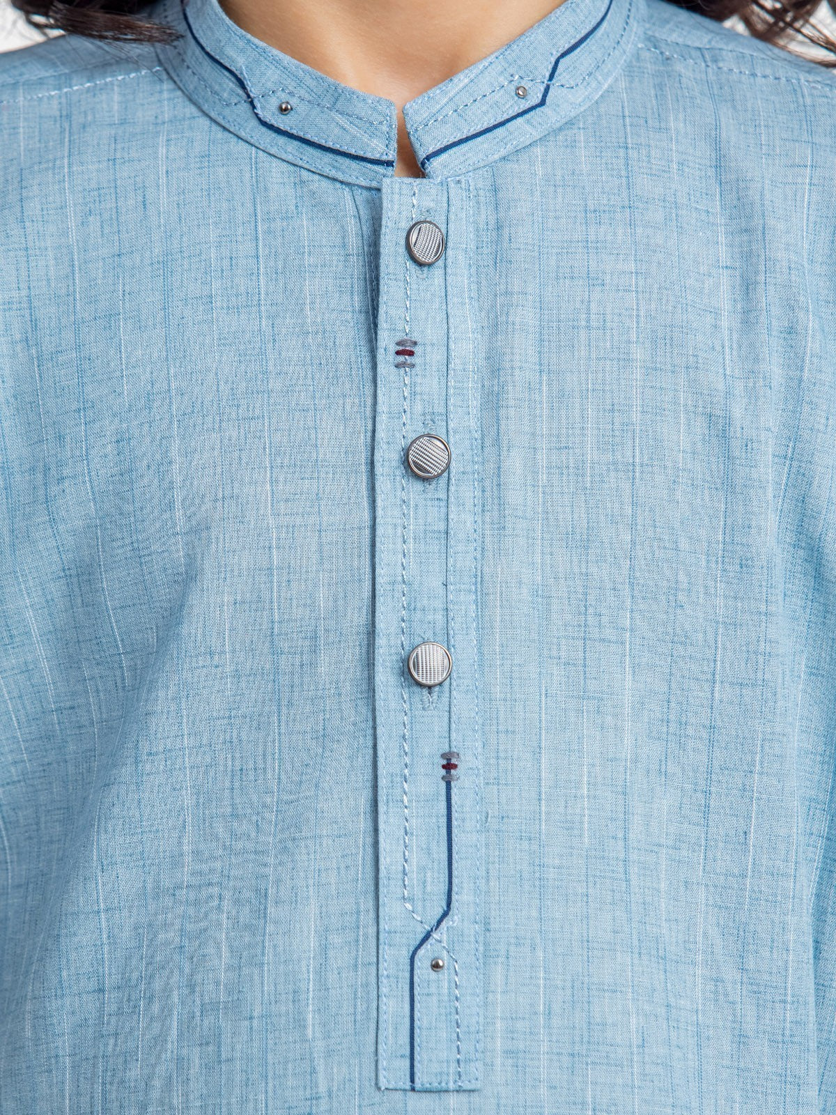 Boy's Ice Blue Kurta - EBTK23-3888 - Image 4