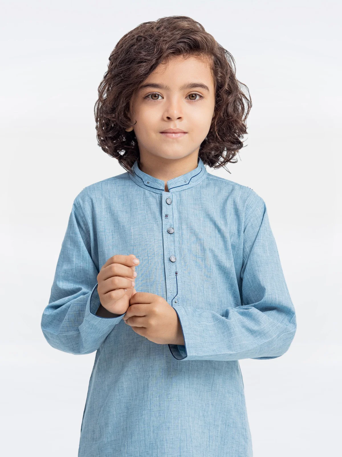 Boy's Ice Blue Kurta - EBTK23-3888 - Image 5