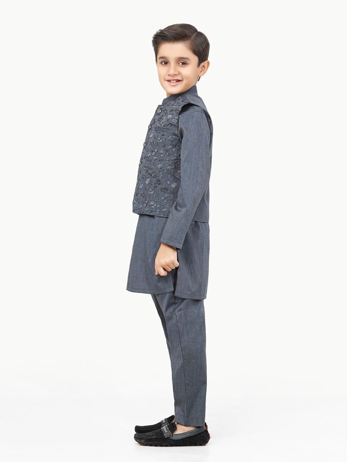 Boy's Indigo Waist Coat Suit - EBTWCSC22-011 - Image 3