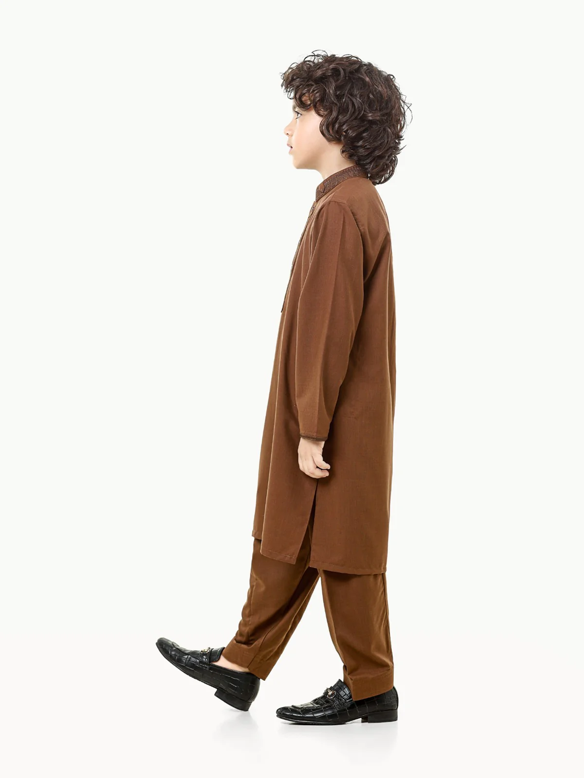 Boy's Light Brown Kurta Shalwar - EBTKS22S-3821 - Image 4