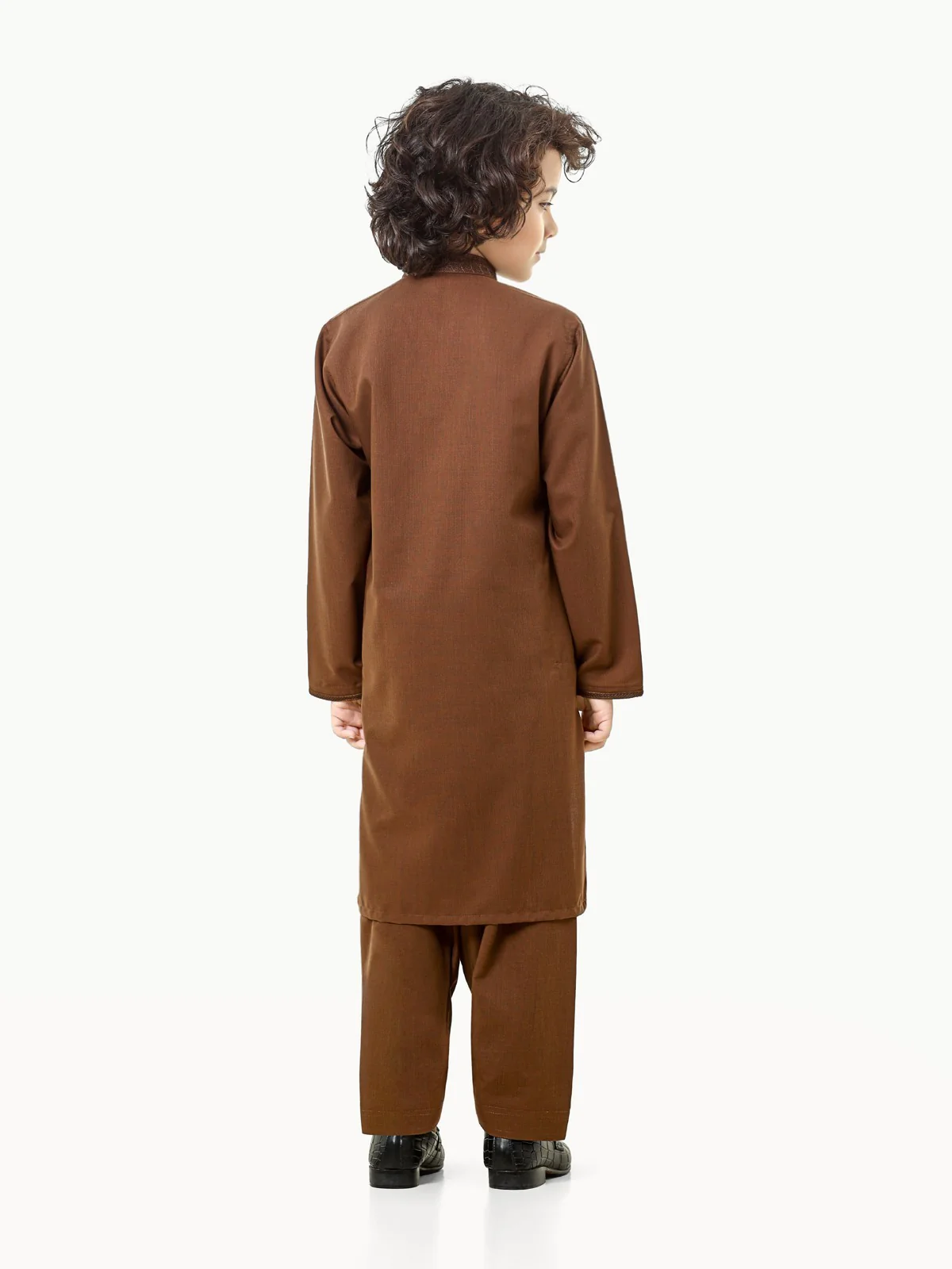 Boy's Light Brown Kurta Shalwar - EBTKS22S-3821 - Image 5