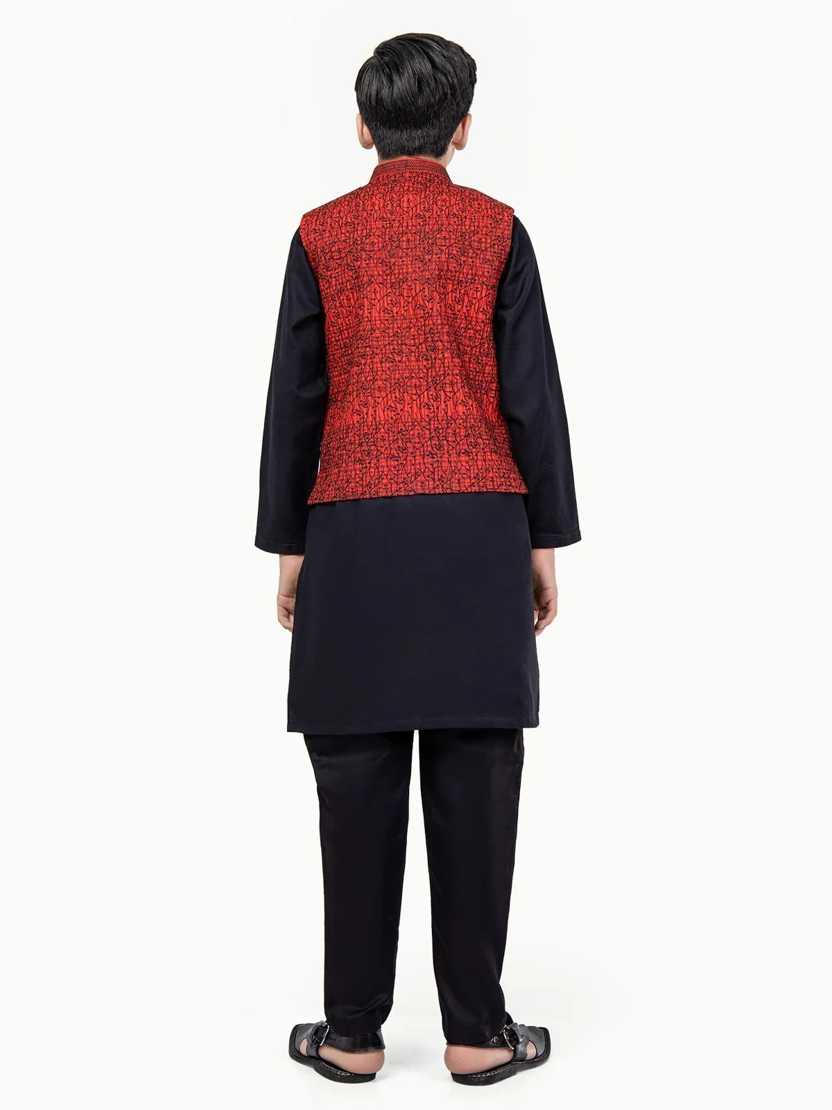 Boy's Maroon & Black Waist Coat Suit - EBTWCS22-25156 - Image 6
