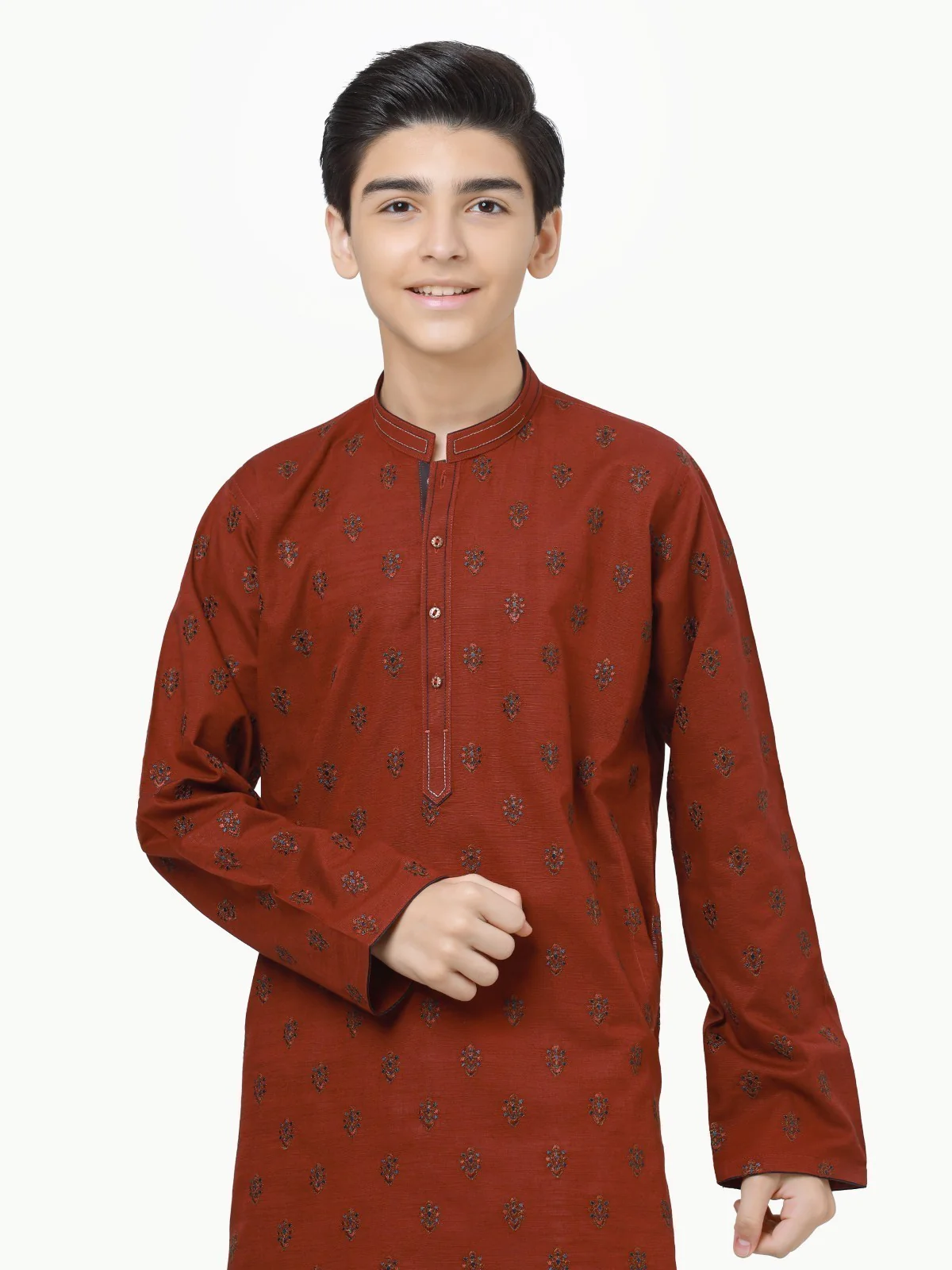 Boy's Maroon Kurta Ceremonial - EBTKC22-013 - Image 2