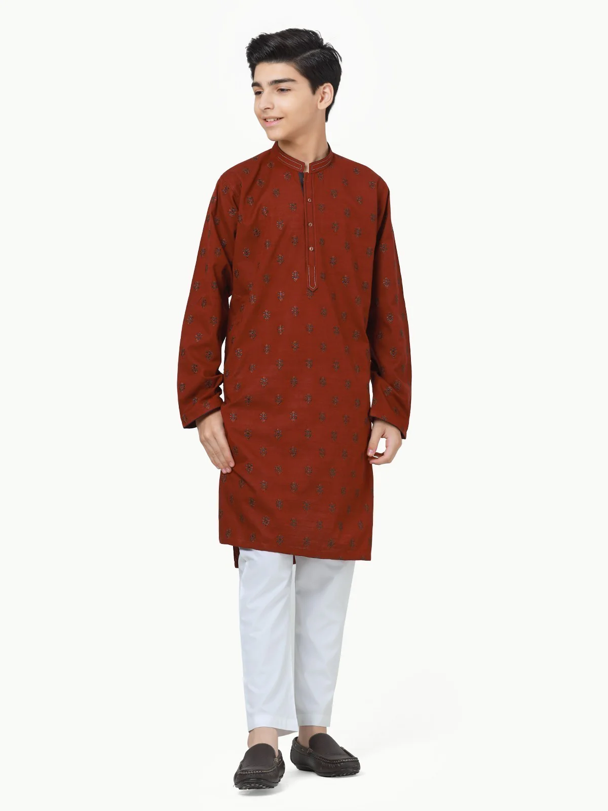 Boy's Maroon Kurta Ceremonial - EBTKC22-013 - Image 3