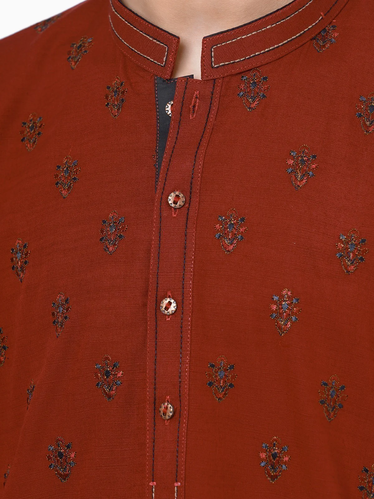 Boy's Maroon Kurta Ceremonial - EBTKC22-013 - Image 4