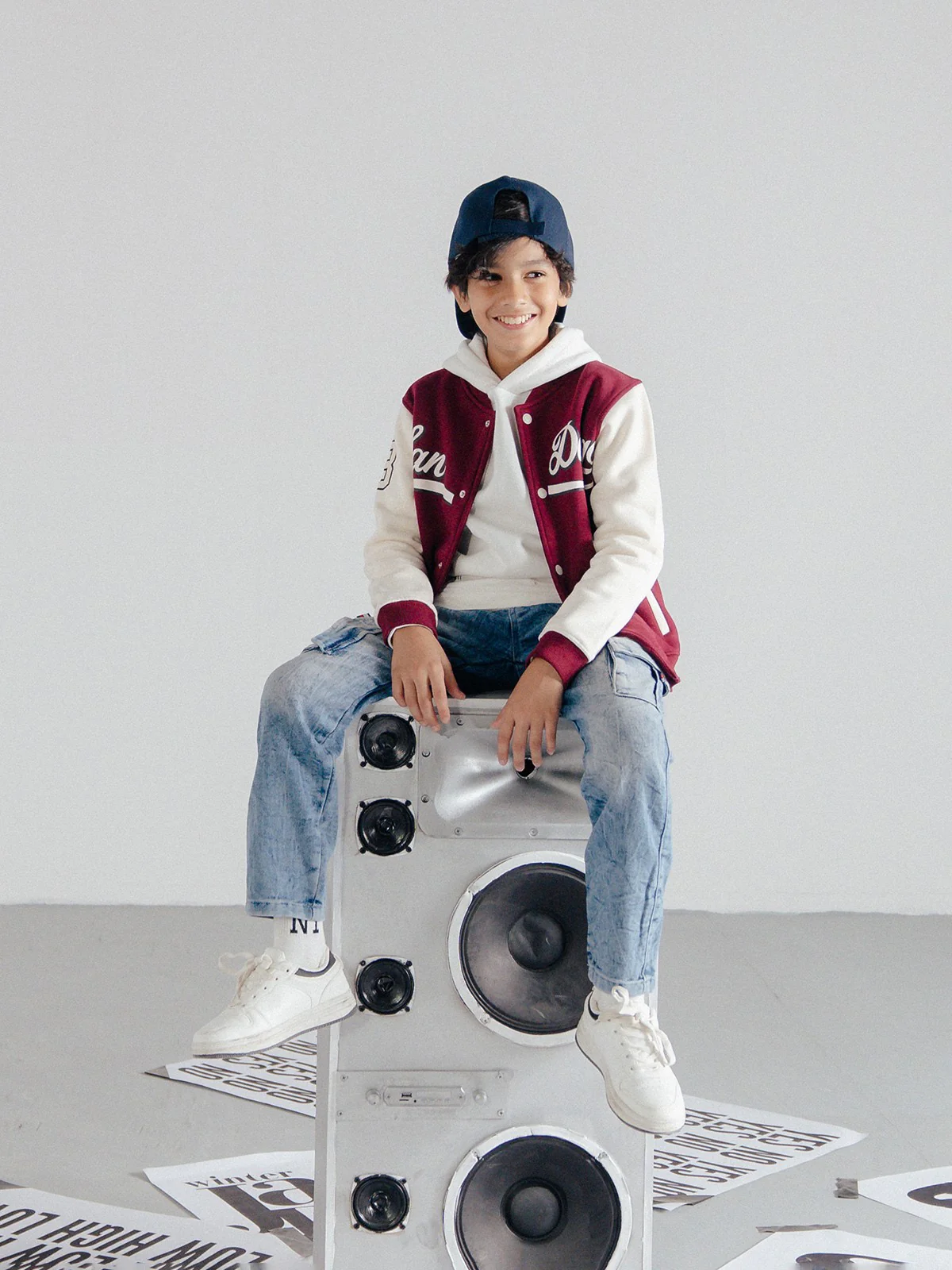 Boy's Maroon & Off White Jacket - EBTJK23-005 - Image 2