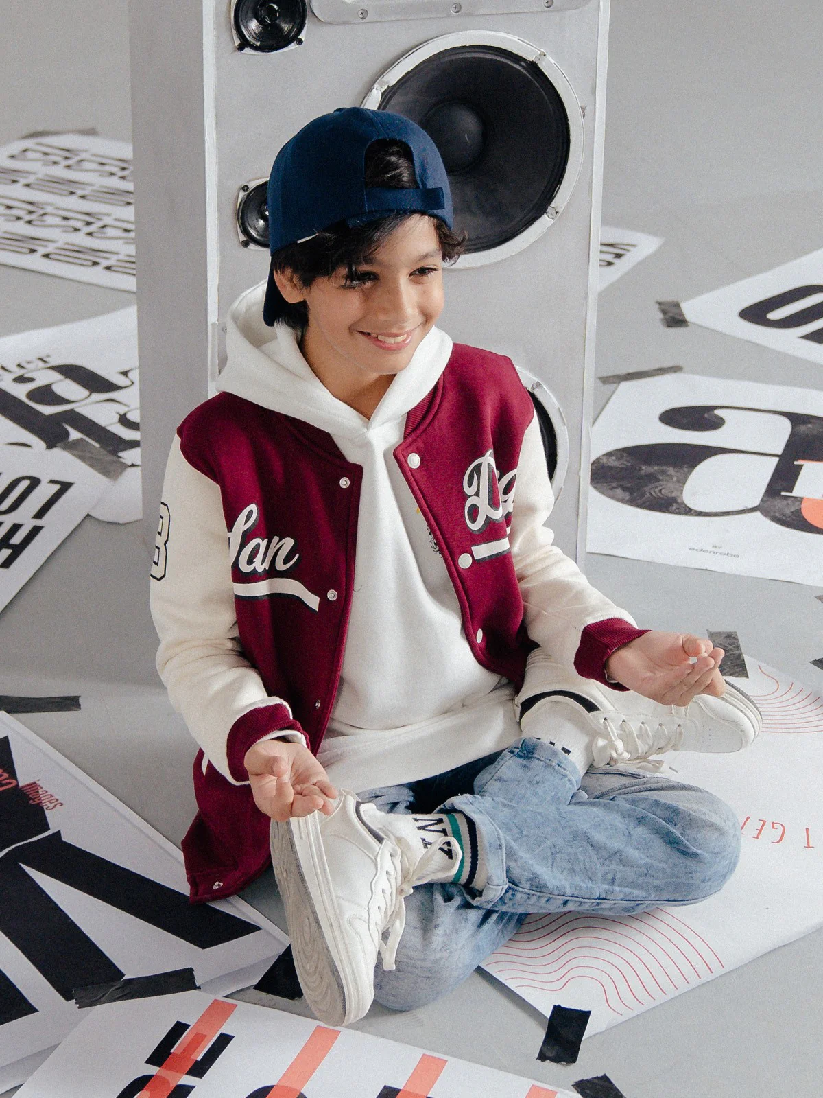 Boy's Maroon & Off White Jacket - EBTJK23-005 - Image 3