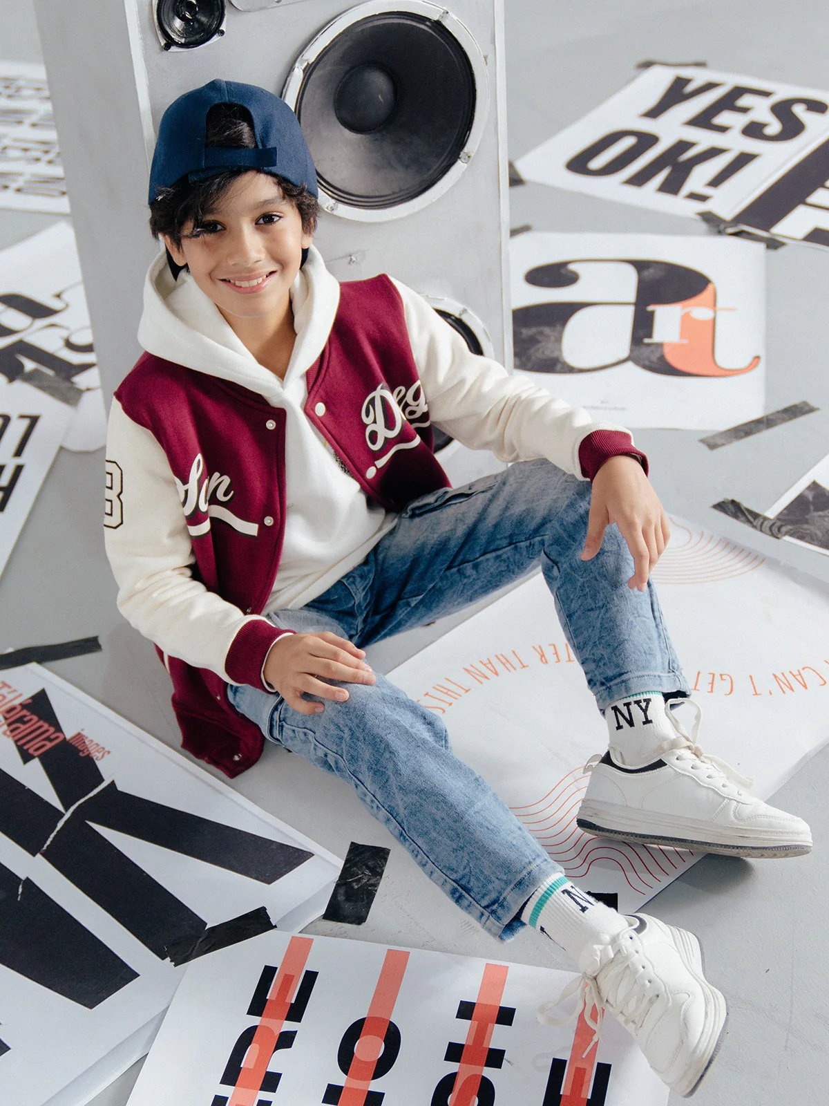 Boy's Maroon & Off White Jacket - EBTJK23-005 - Image 4