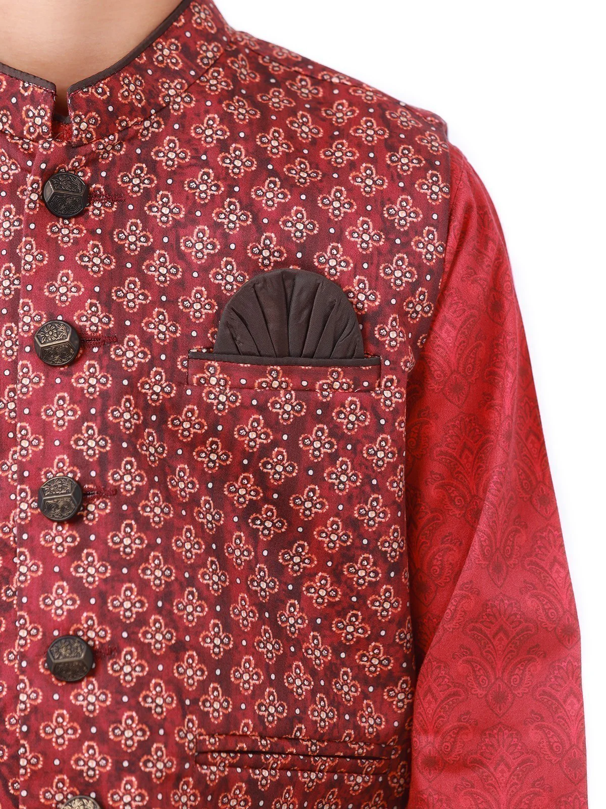 Boy's Maroon Waist Coat Suit - EBTWCS22-25169 - Image 5