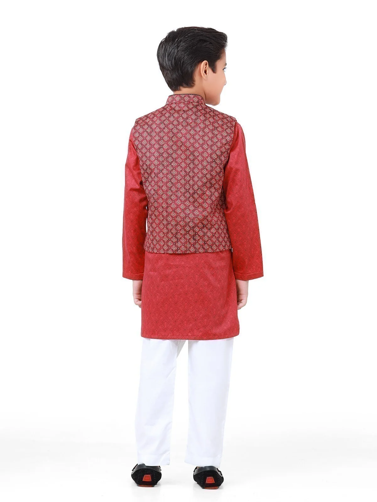 Boy's Maroon Waist Coat Suit - EBTWCS22-25169 - Image 6