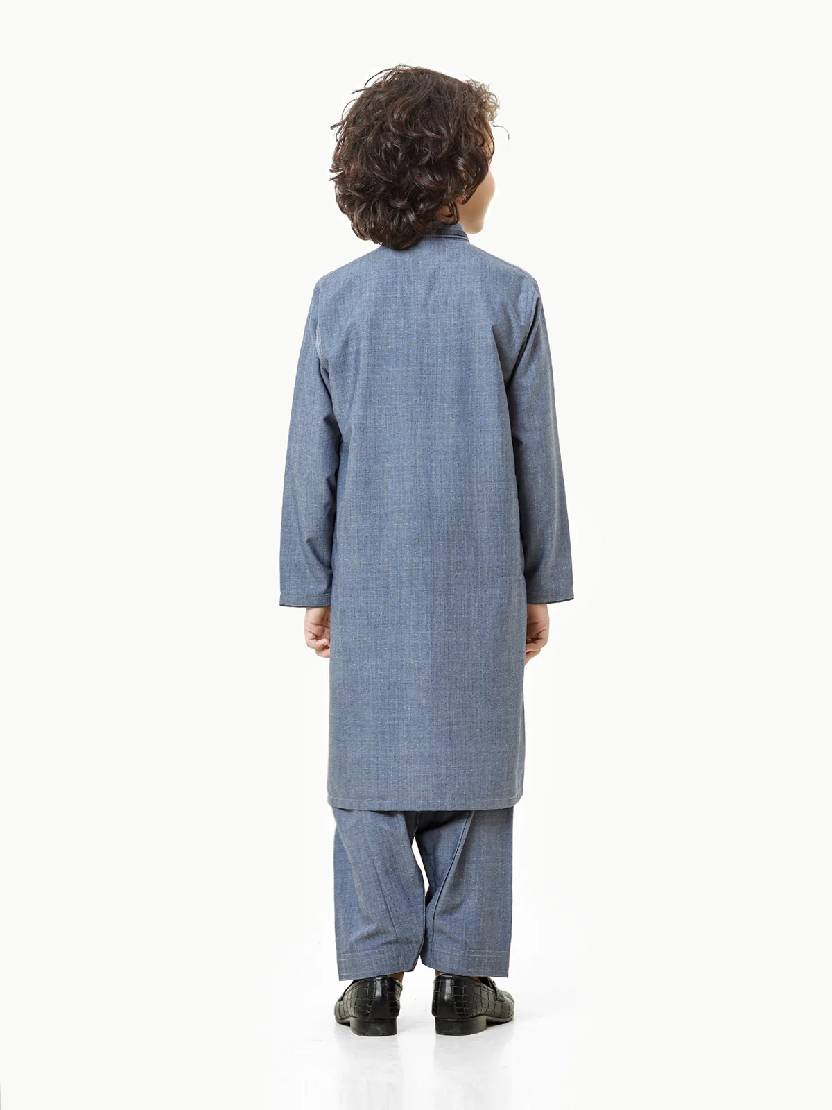 Boy's Mid Blue Kurta Shalwar - EBTKS23-3805 - Image 3