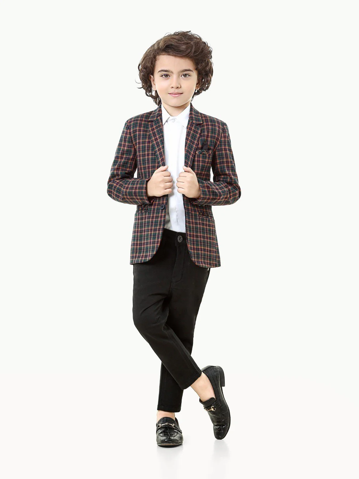 Boy's Multi & Green Blazer - EBTB22-4460