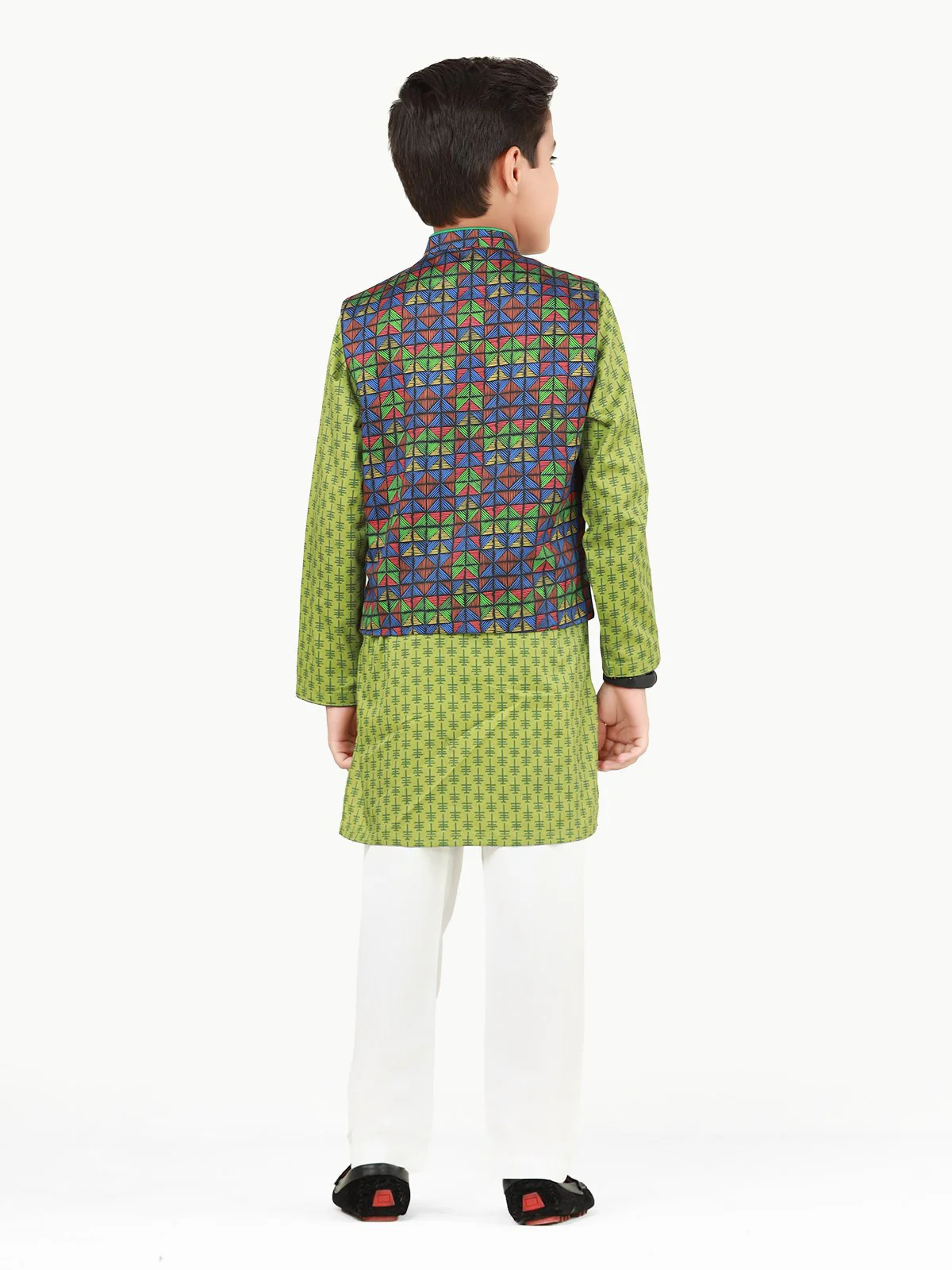Boy's Multi & Green Waist Coat Suit - EBTWCS22-25168 - Image 6