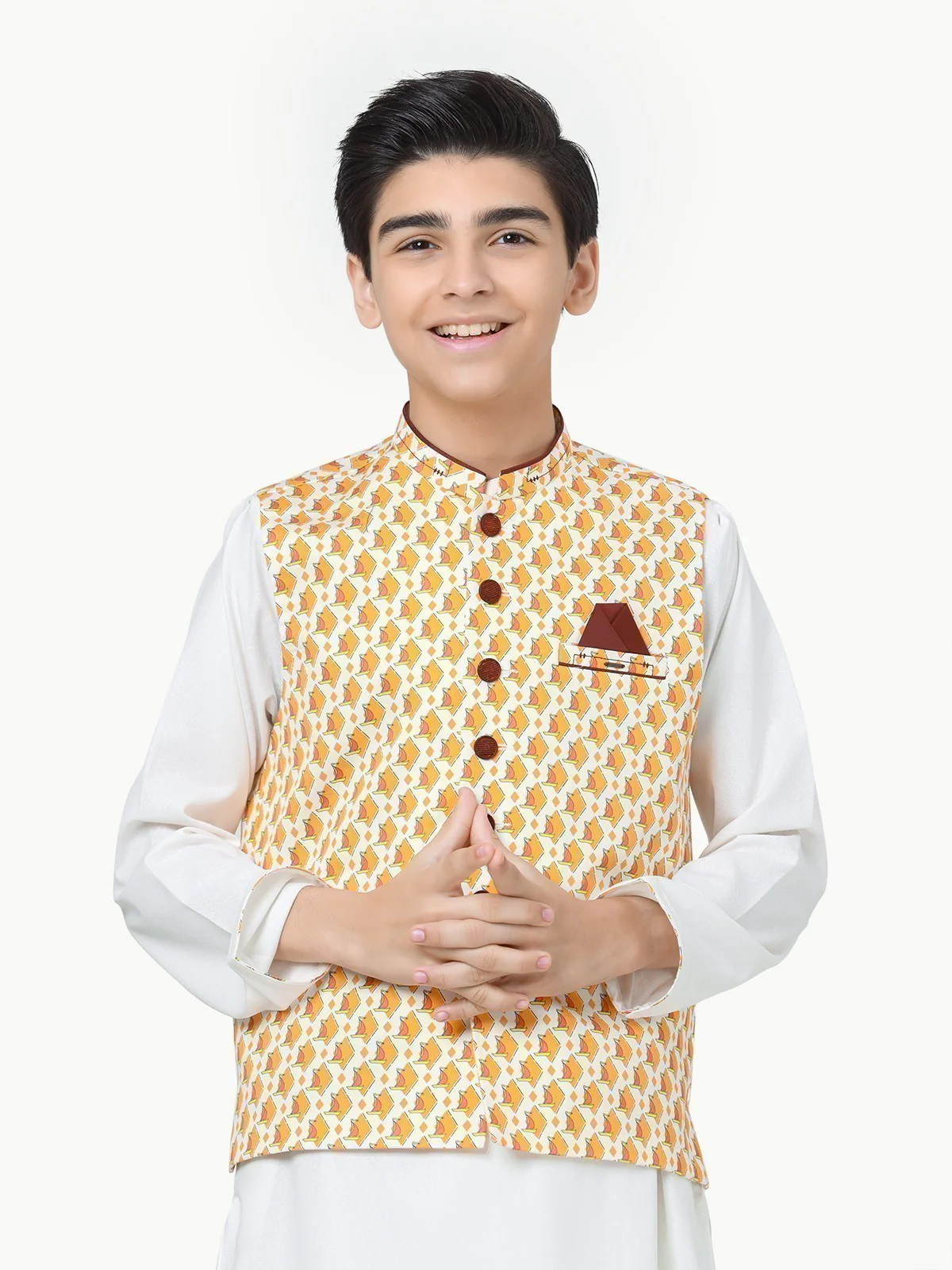 Boy's Multi & Off White Waist Coat Suit - EBTWCS23-25164 - Image 2