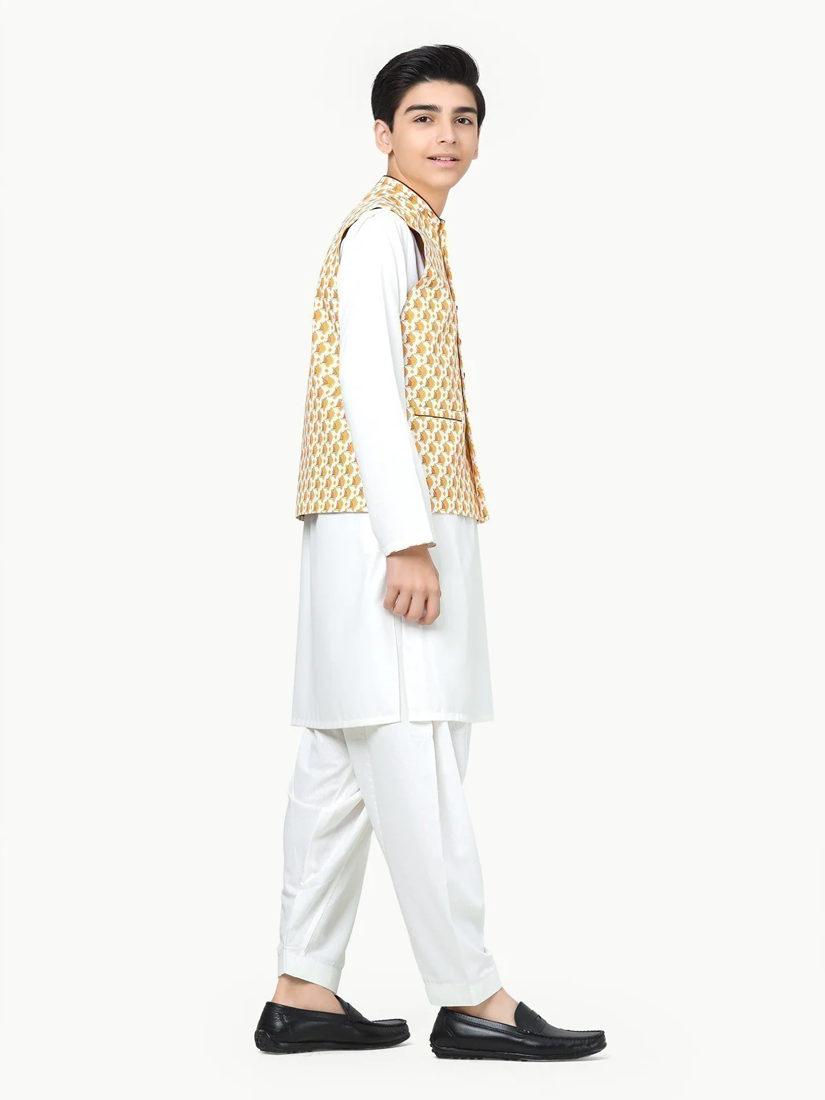 Boy's Multi & Off White Waist Coat Suit - EBTWCS23-25164 - Image 3