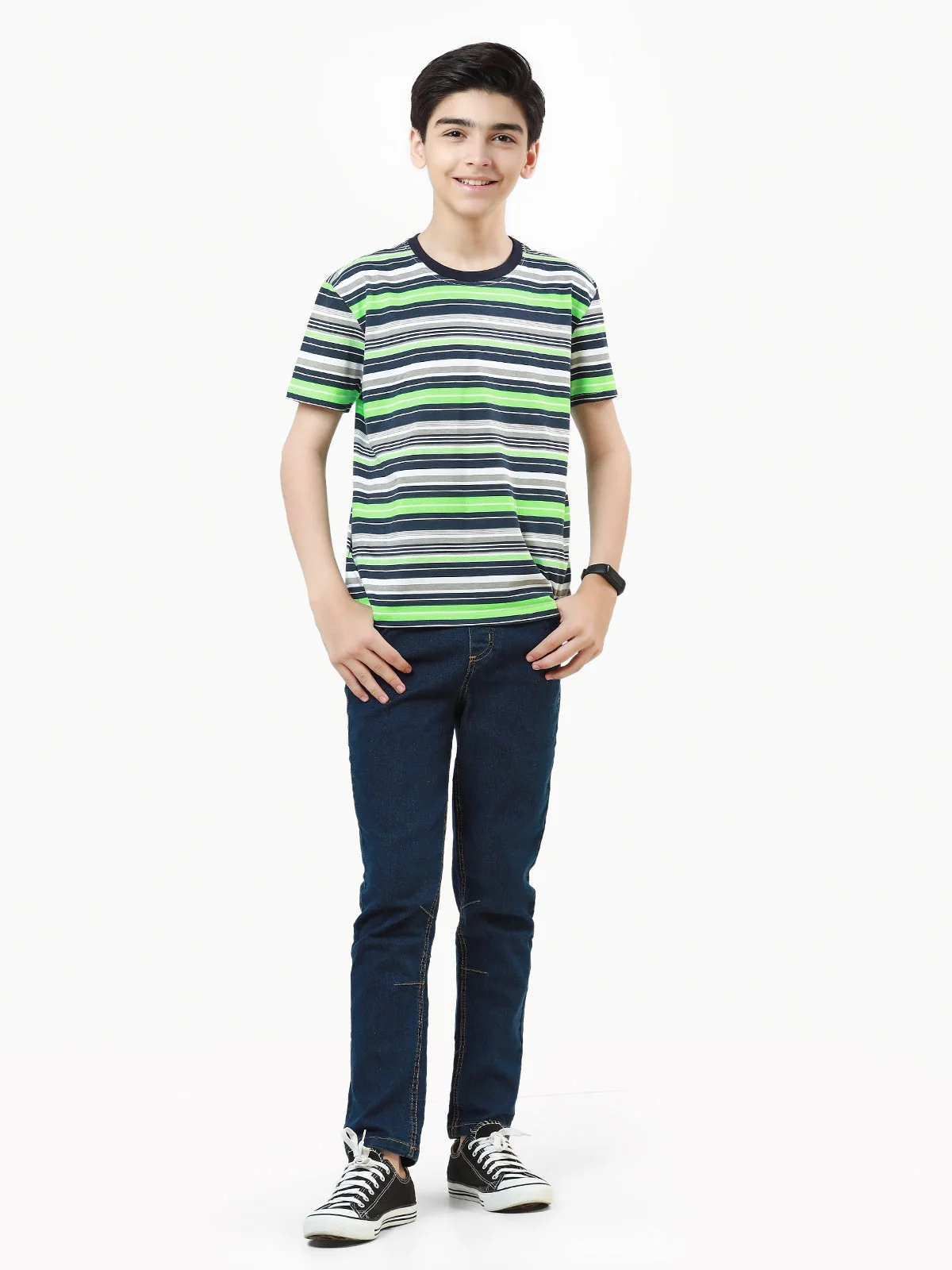 Boy's Multi Stripe T-Shirt - EBTTS22-013 - Image 2