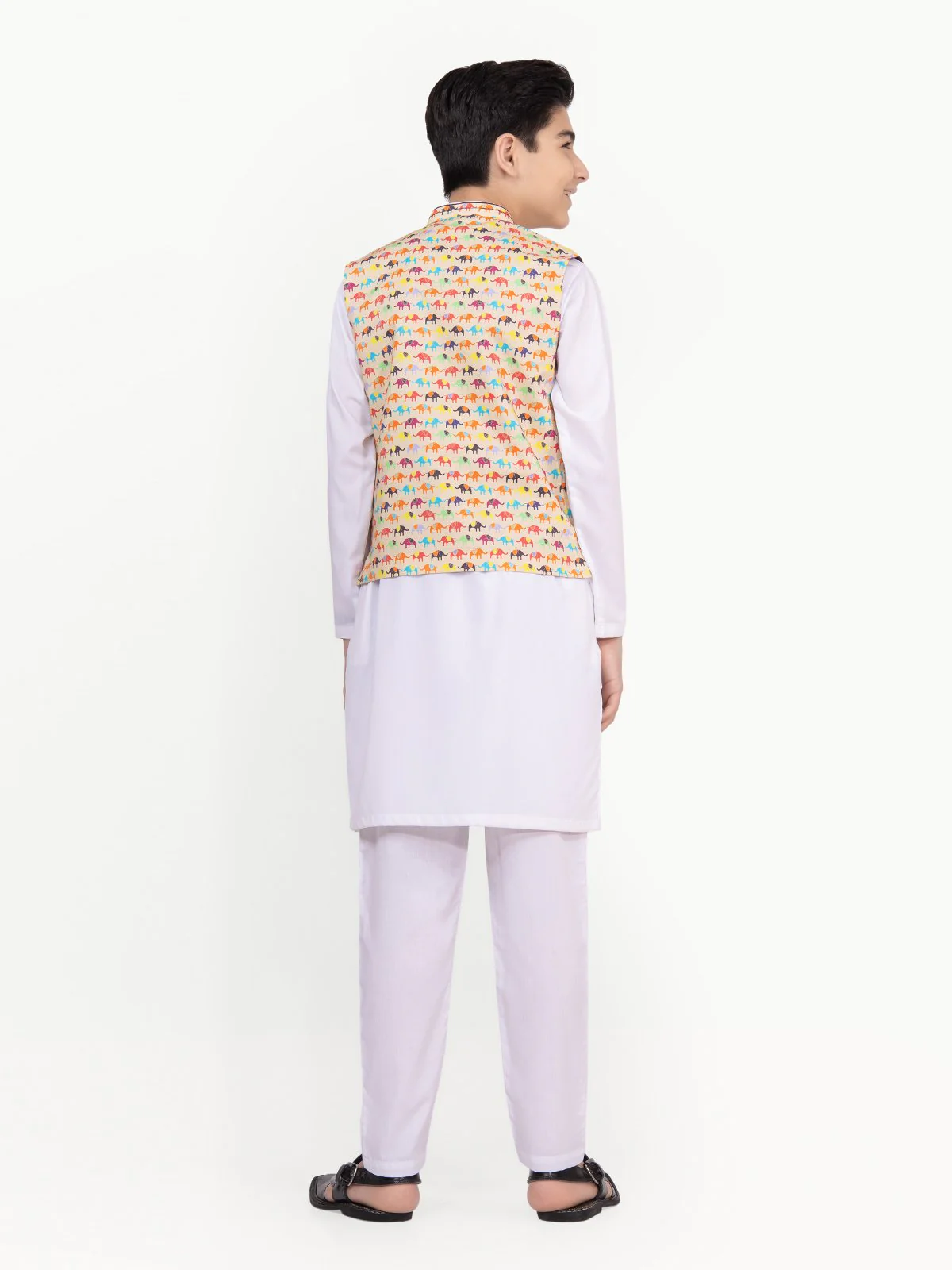 Boy's Multi & White Waist Coat Suit - EBTWCS22-25160 - Image 6