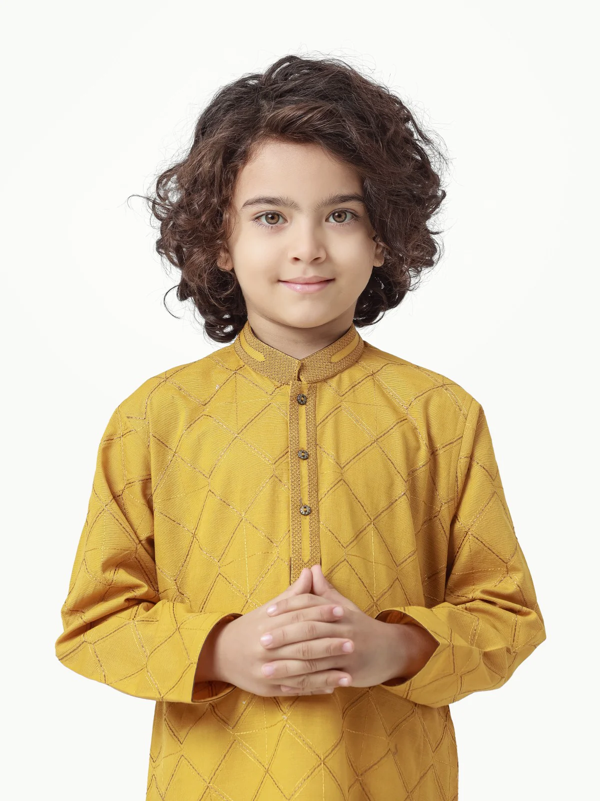Boy's Mustard Kurta Ceremonial - EBTKC22-014 - Image 2
