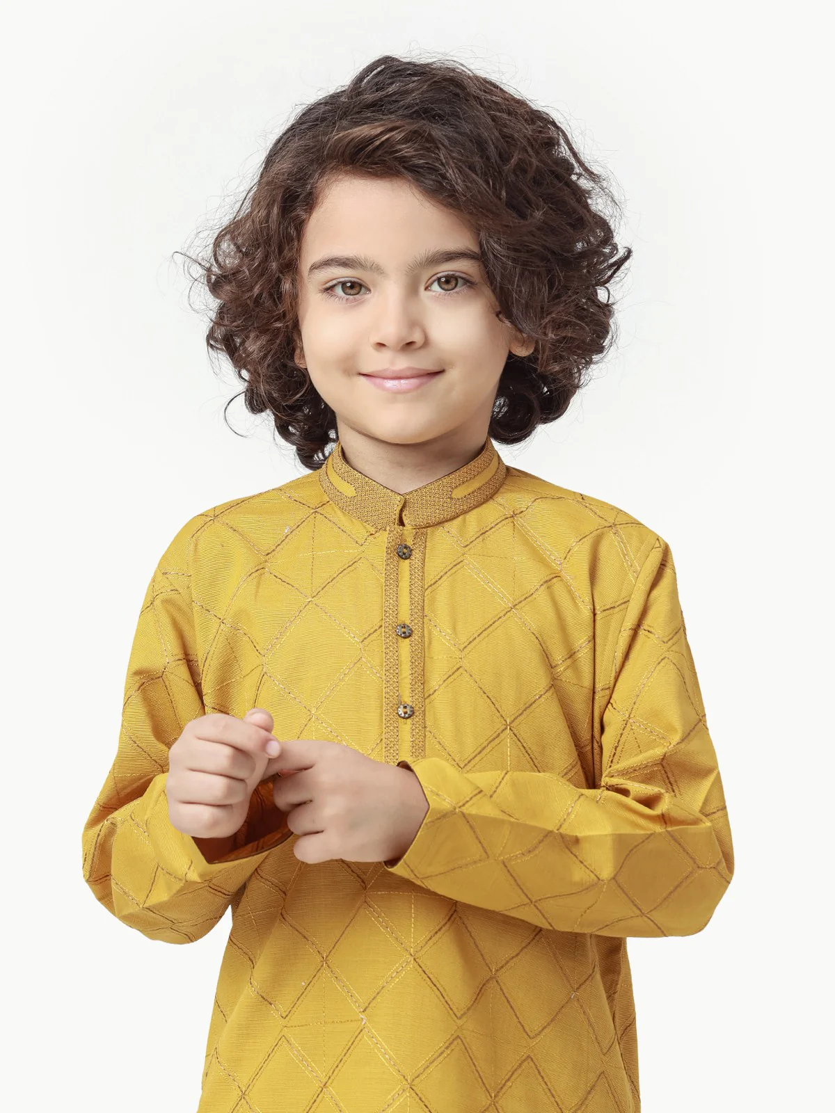 Boy's Mustard Kurta Ceremonial - EBTKC22-014 - Image 3