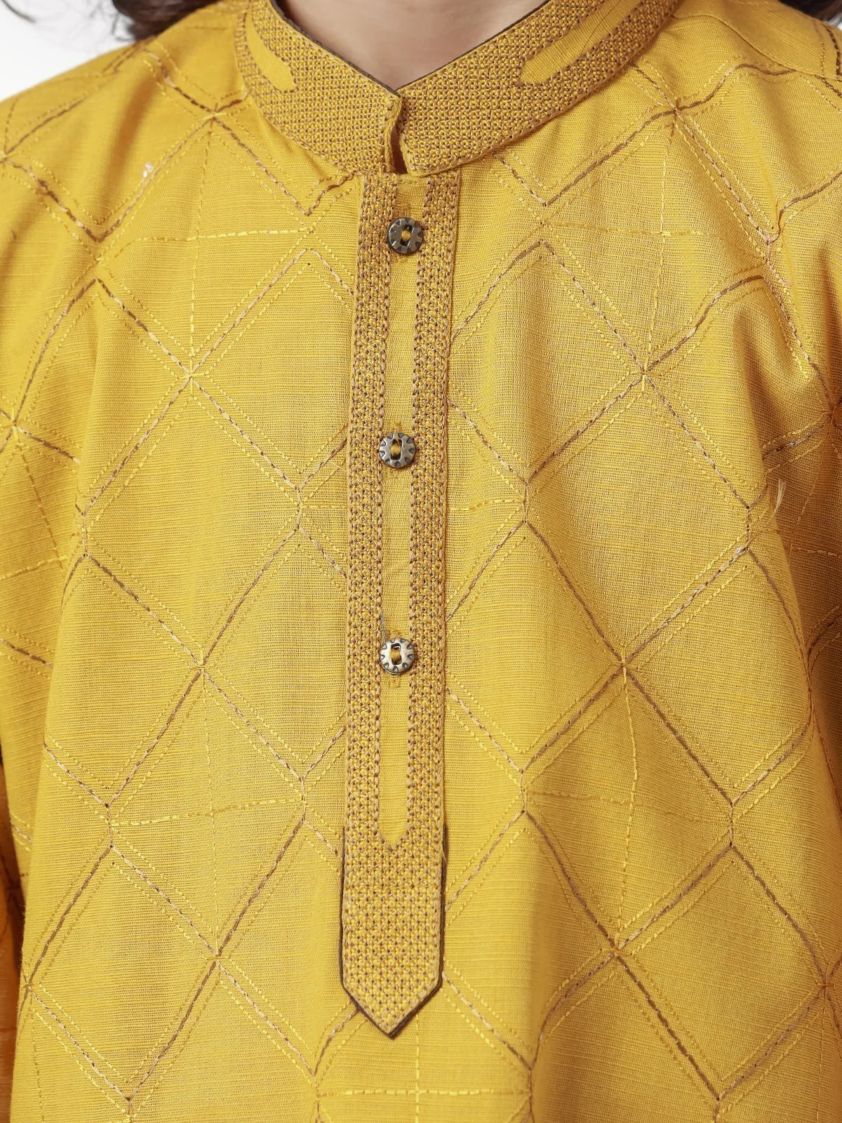 Boy's Mustard Kurta Ceremonial - EBTKC22-014 - Image 4