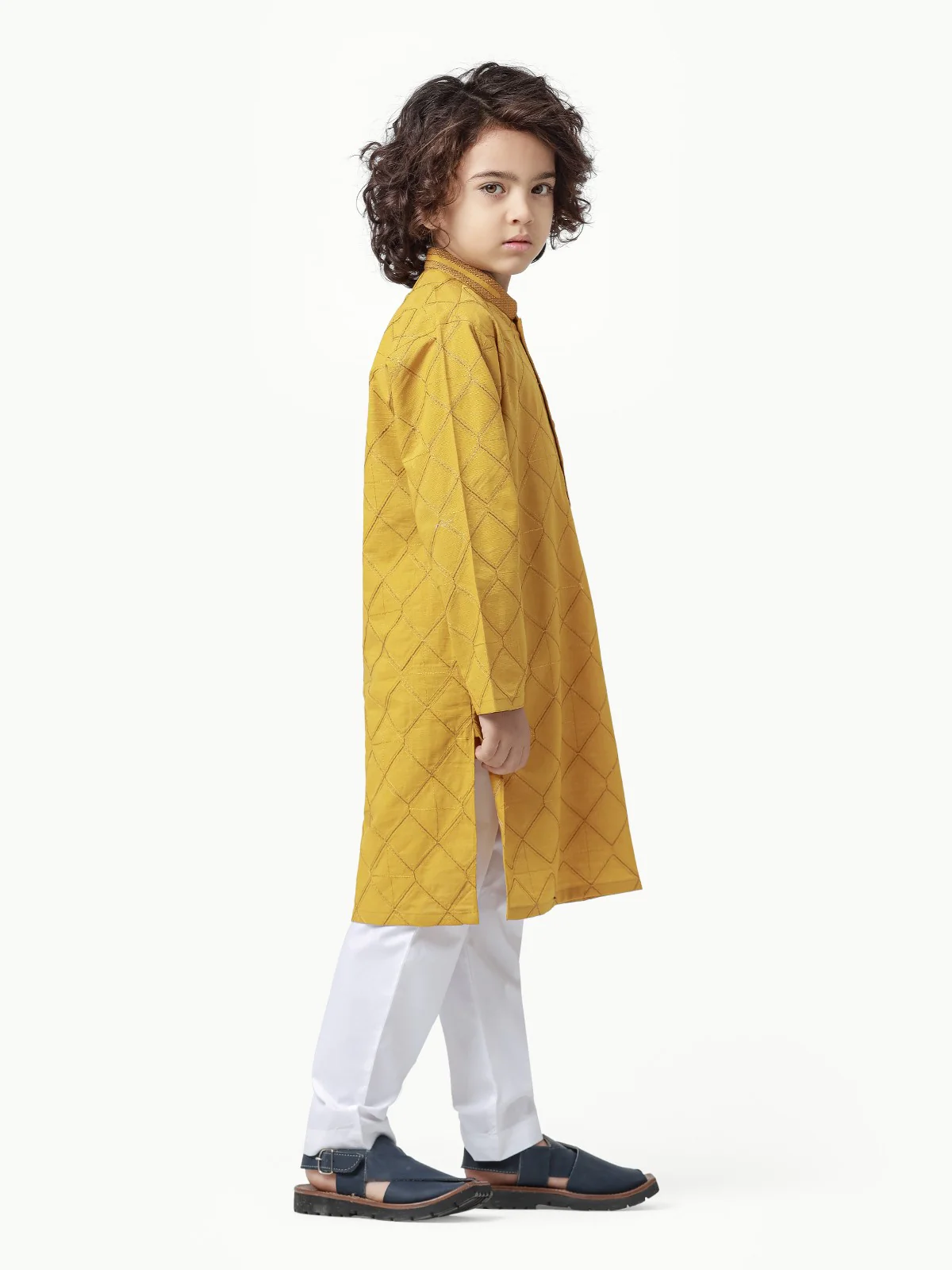 Boy's Mustard Kurta Ceremonial - EBTKC22-014 - Image 5