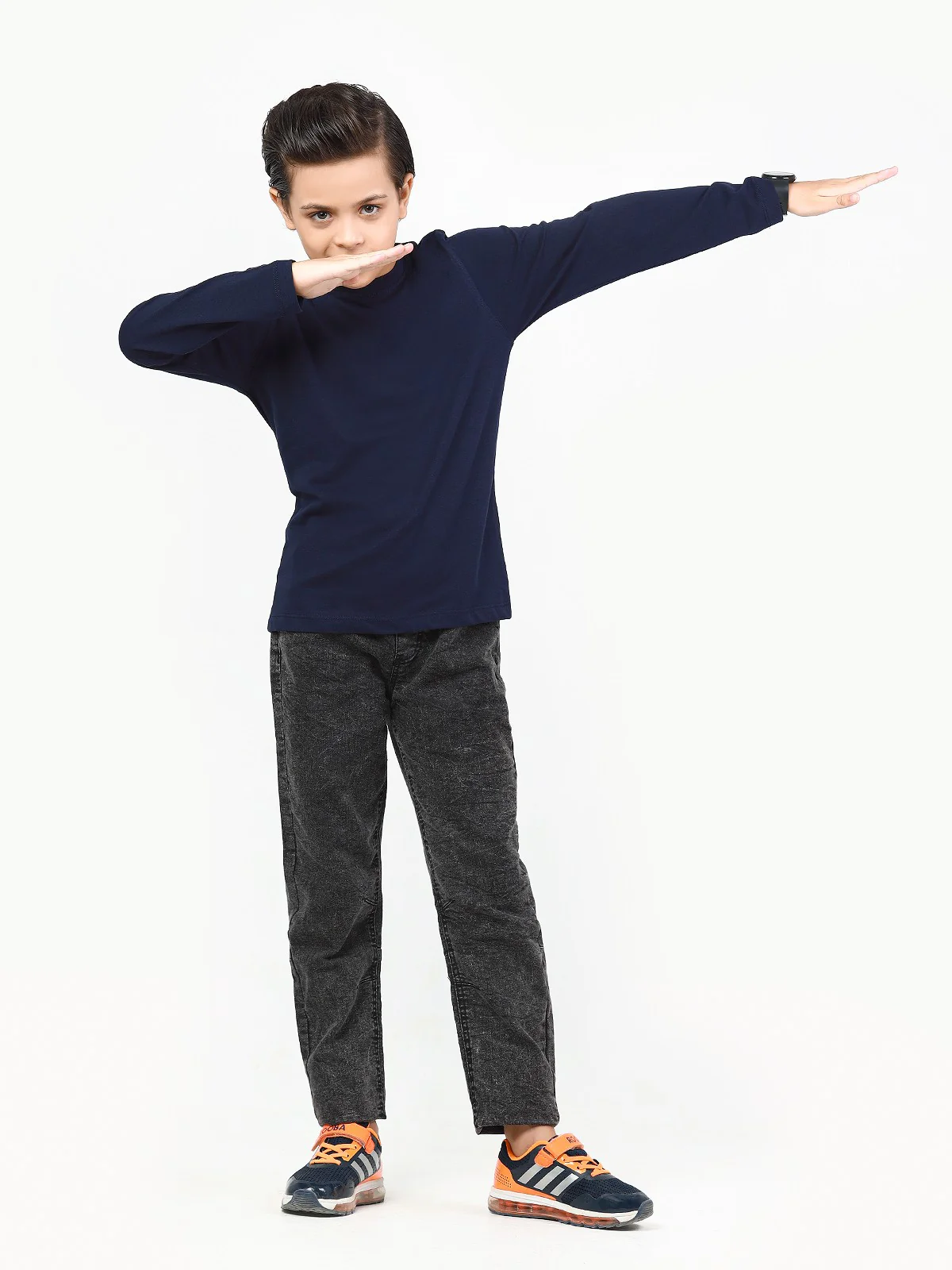 Boy's Navy Full Sleeves Basic Tee - EBTBF22-003 - Image 2
