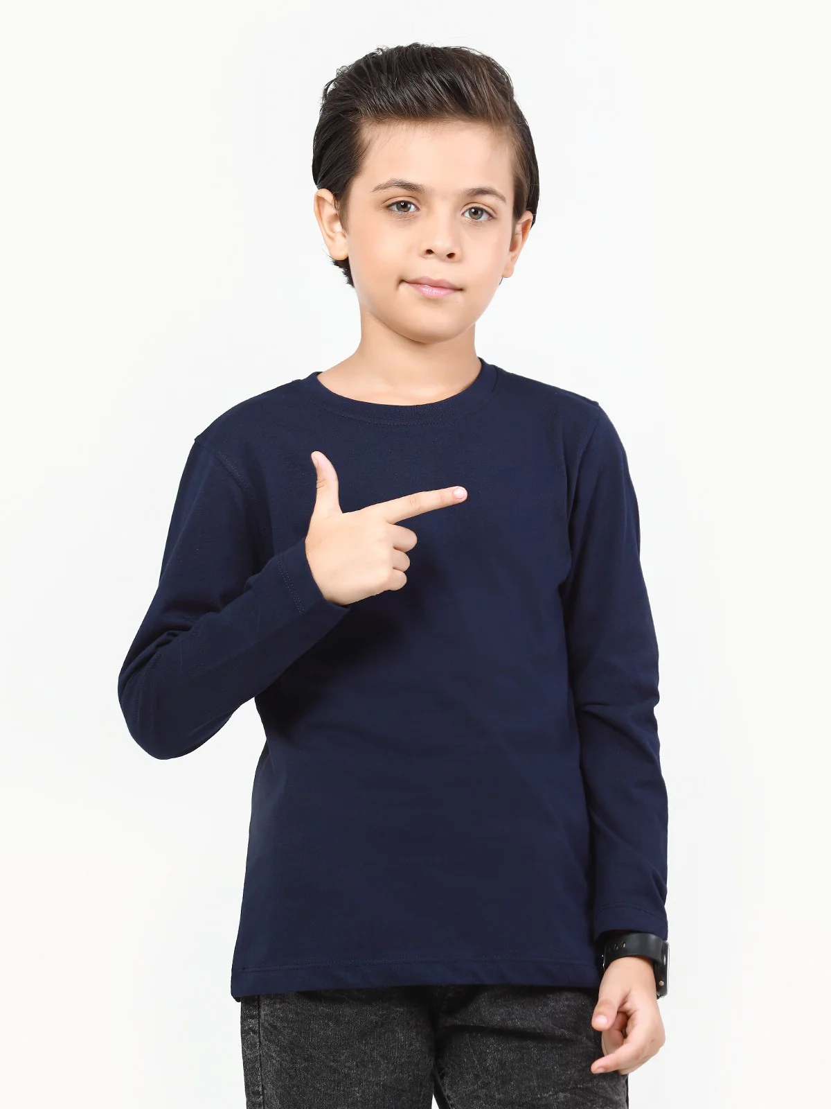 Boy's Navy Full Sleeves Basic Tee - EBTBF22-003 - Image 3