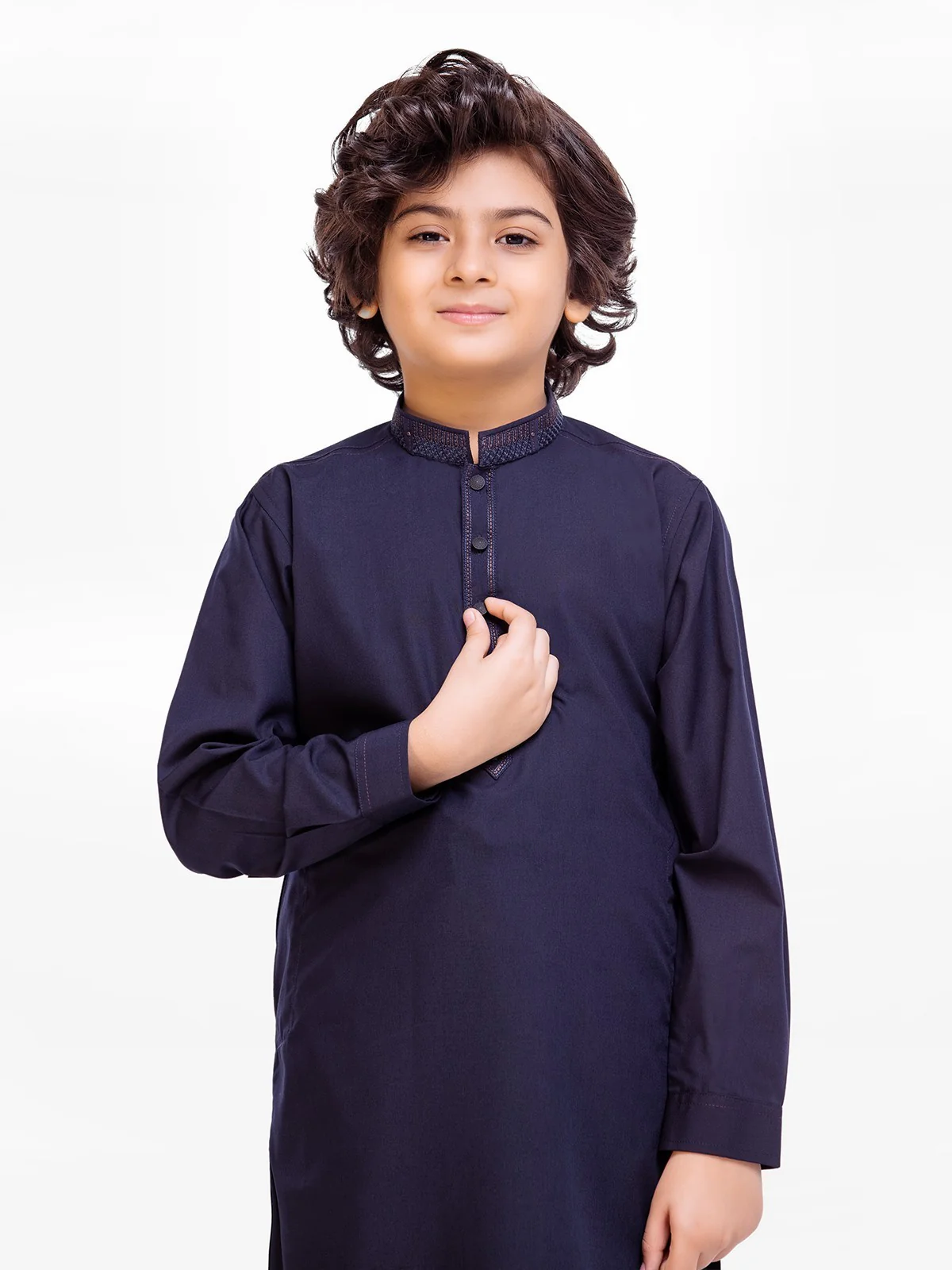 Boy's Navy Blue Kurta Shalwar - EBTKS23-3900 - Image 2