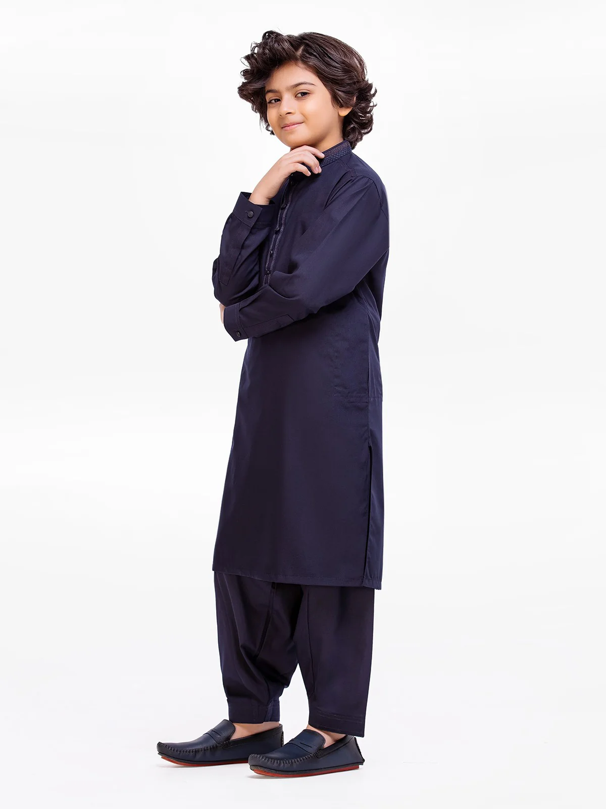 Boy's Navy Blue Kurta Shalwar - EBTKS23-3900 - Image 3