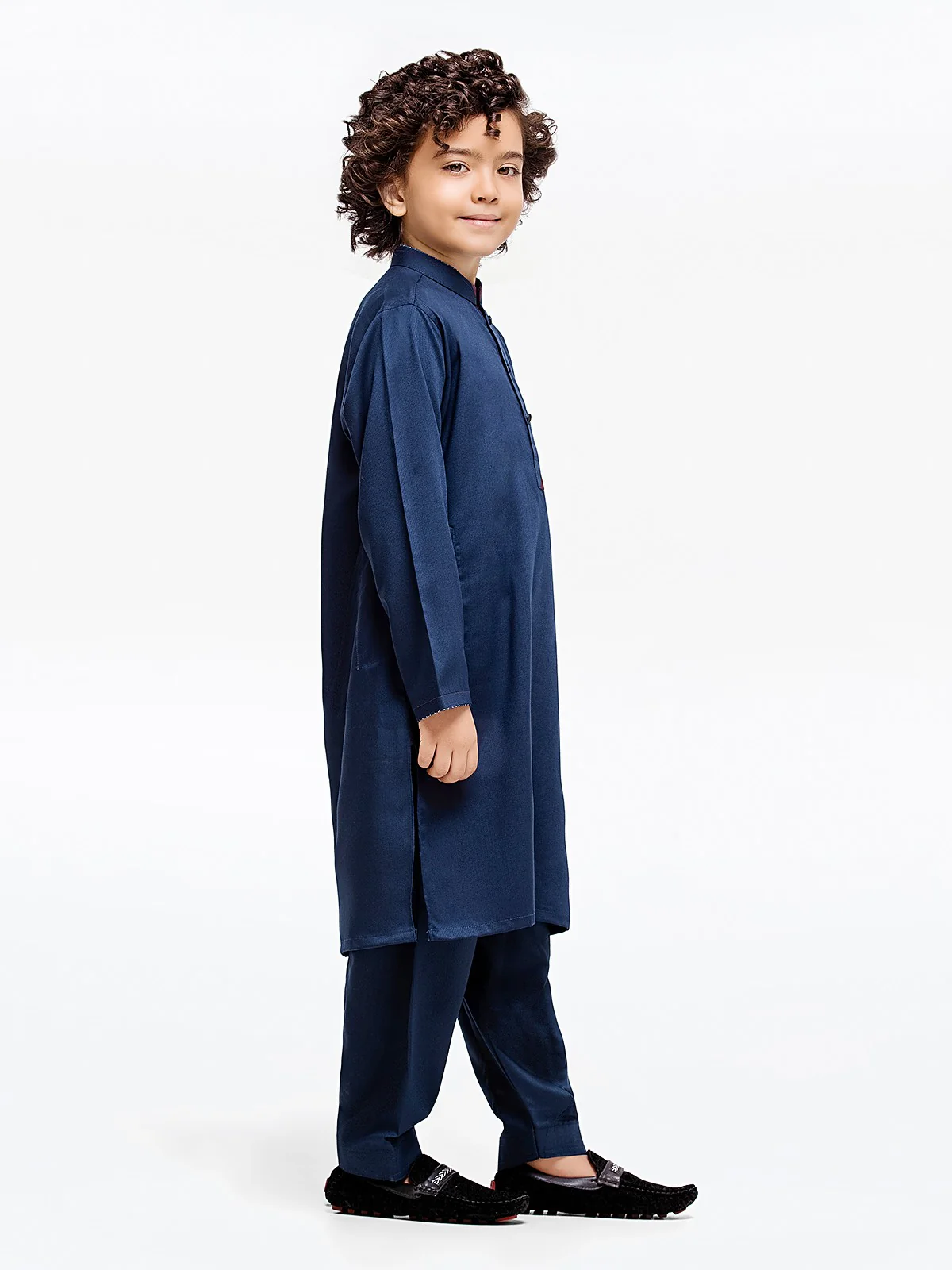 Boy's Navy Blue Kurta Shalwar - EBTKS23-3905 - Image 2