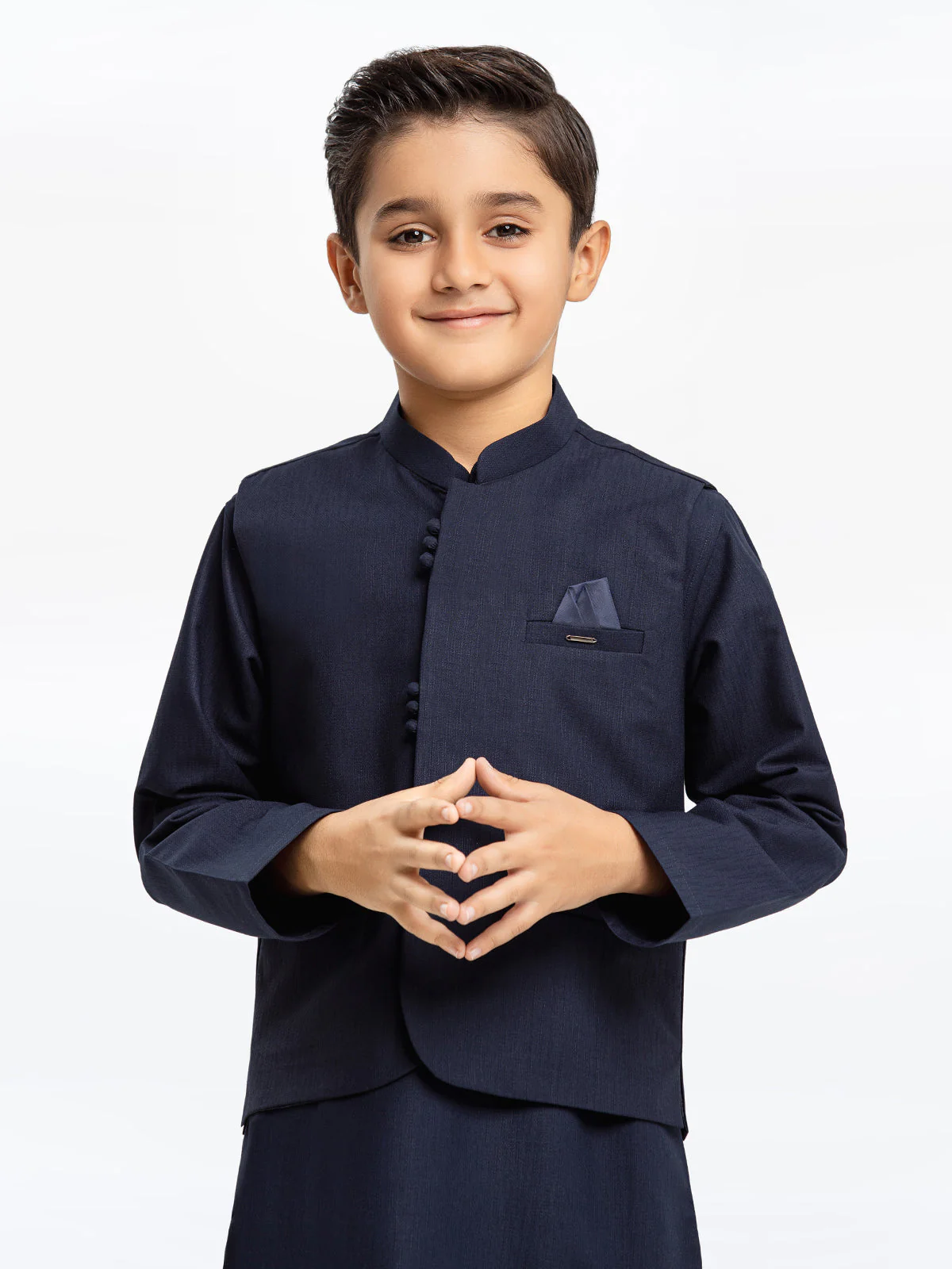 Boy's Navy Blue Waist Coat Suit - EBTWCS23-25185 - Image 2
