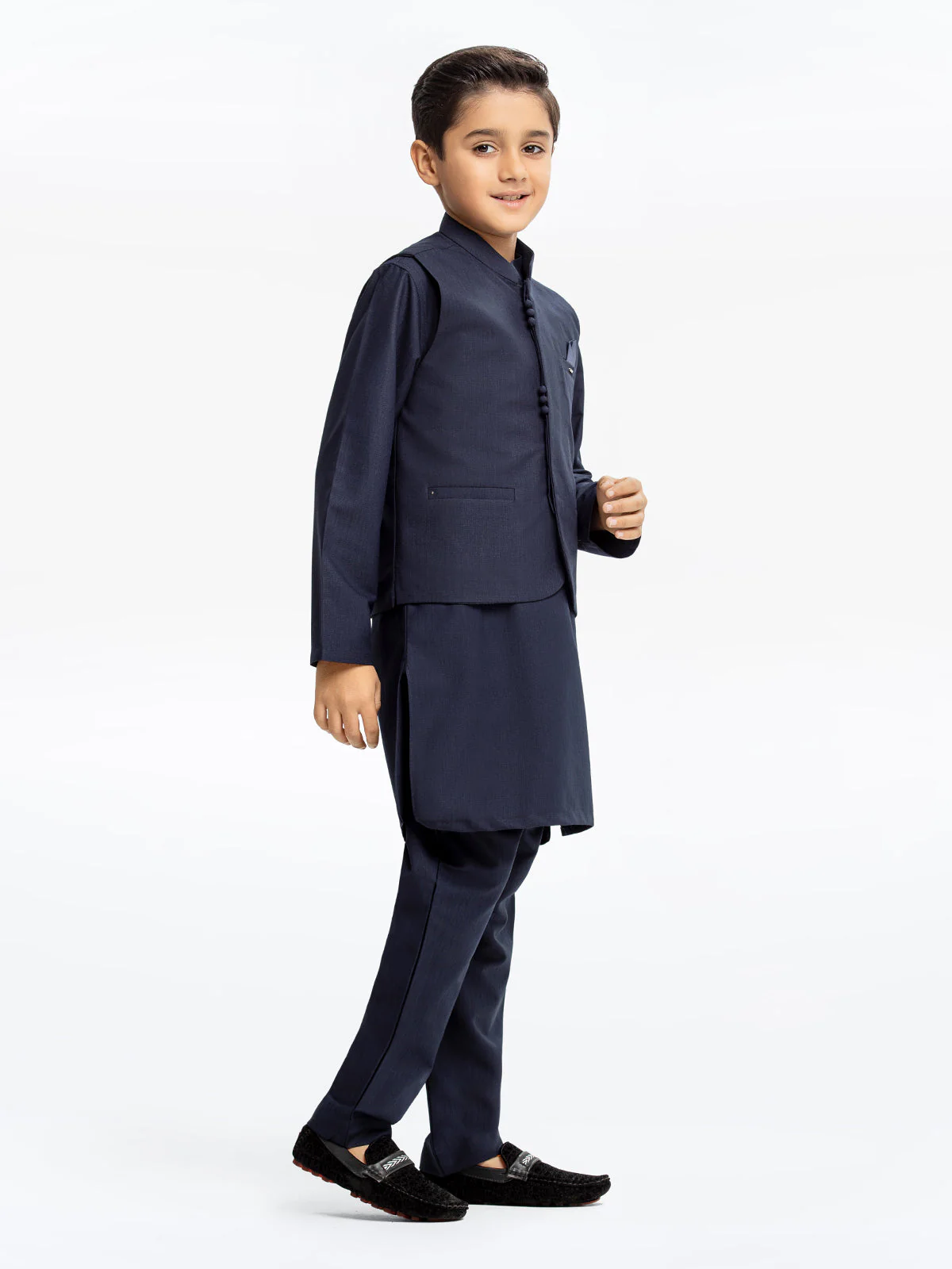 Boy's Navy Blue Waist Coat Suit - EBTWCS23-25185 - Image 3