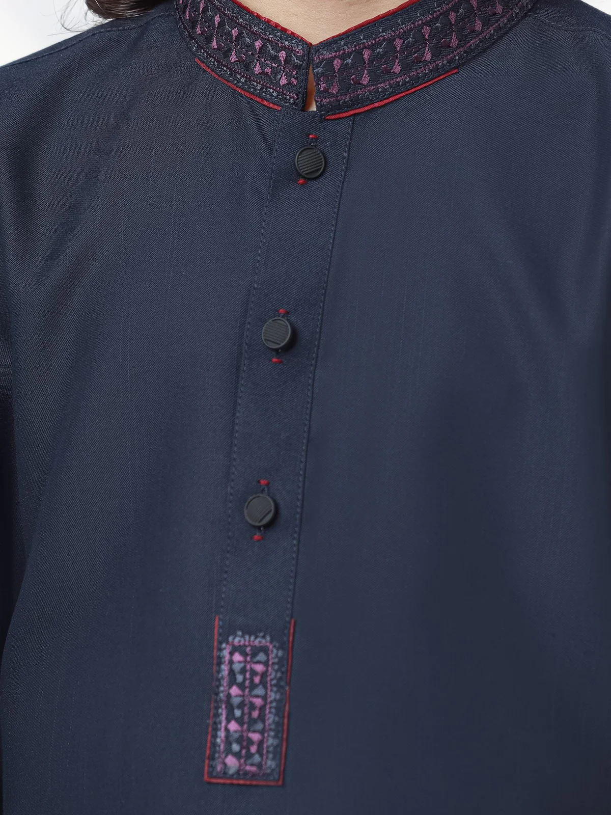 Boy's Navy Kurta Shalwar - EBTKS23-3854 - Image 3