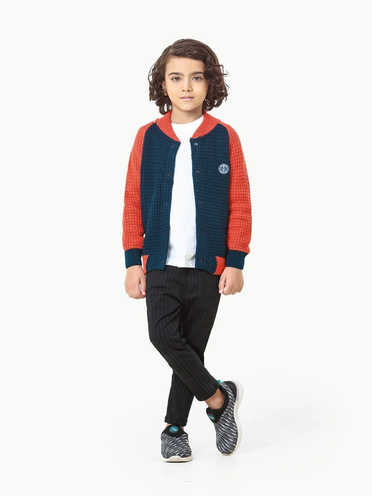 Boy's Navy & Orange Sweater - EBTSWT22-002 - Image 2