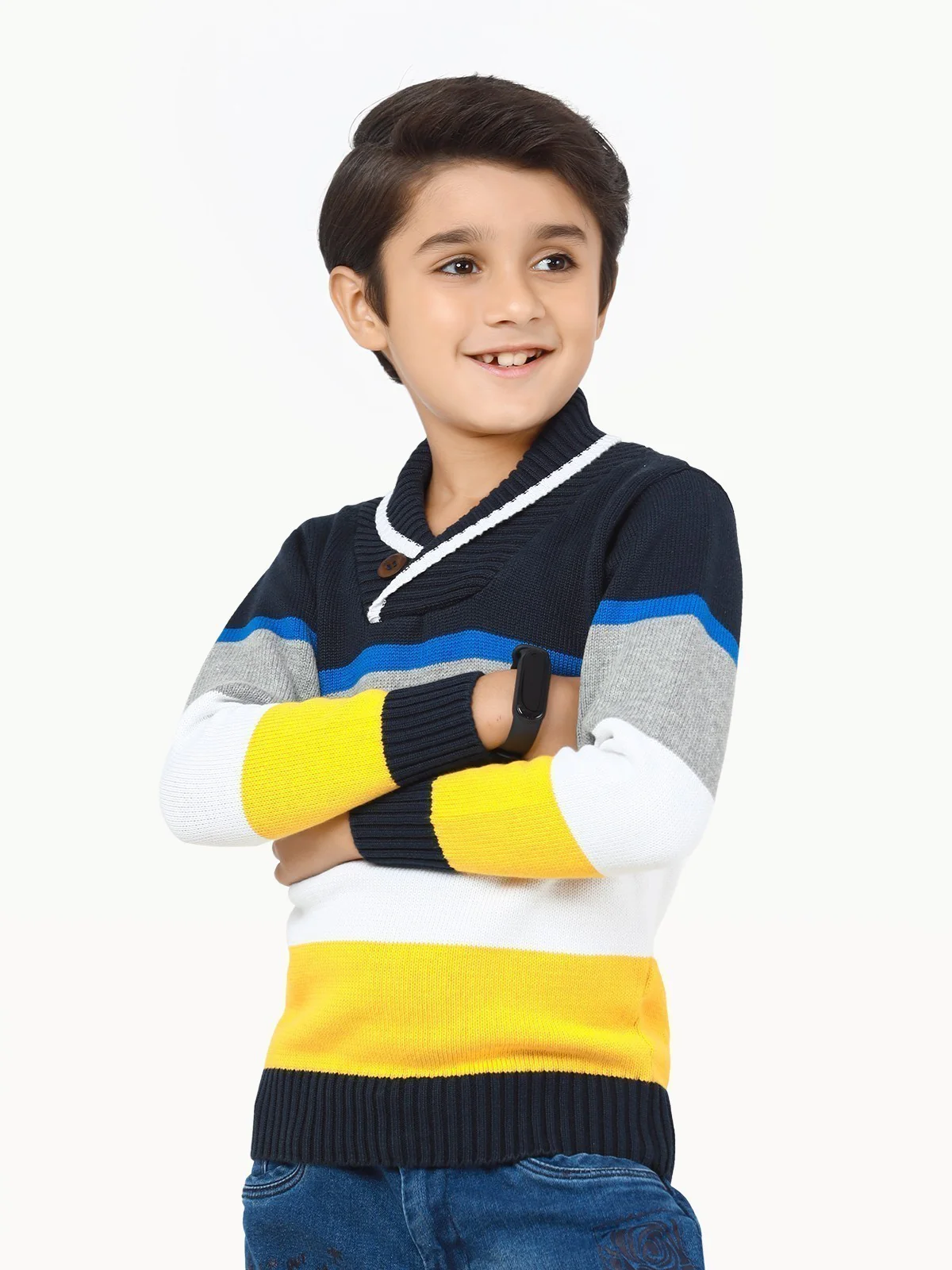 Boy's Navy & Yellow Sweater - EBTSWT22-007