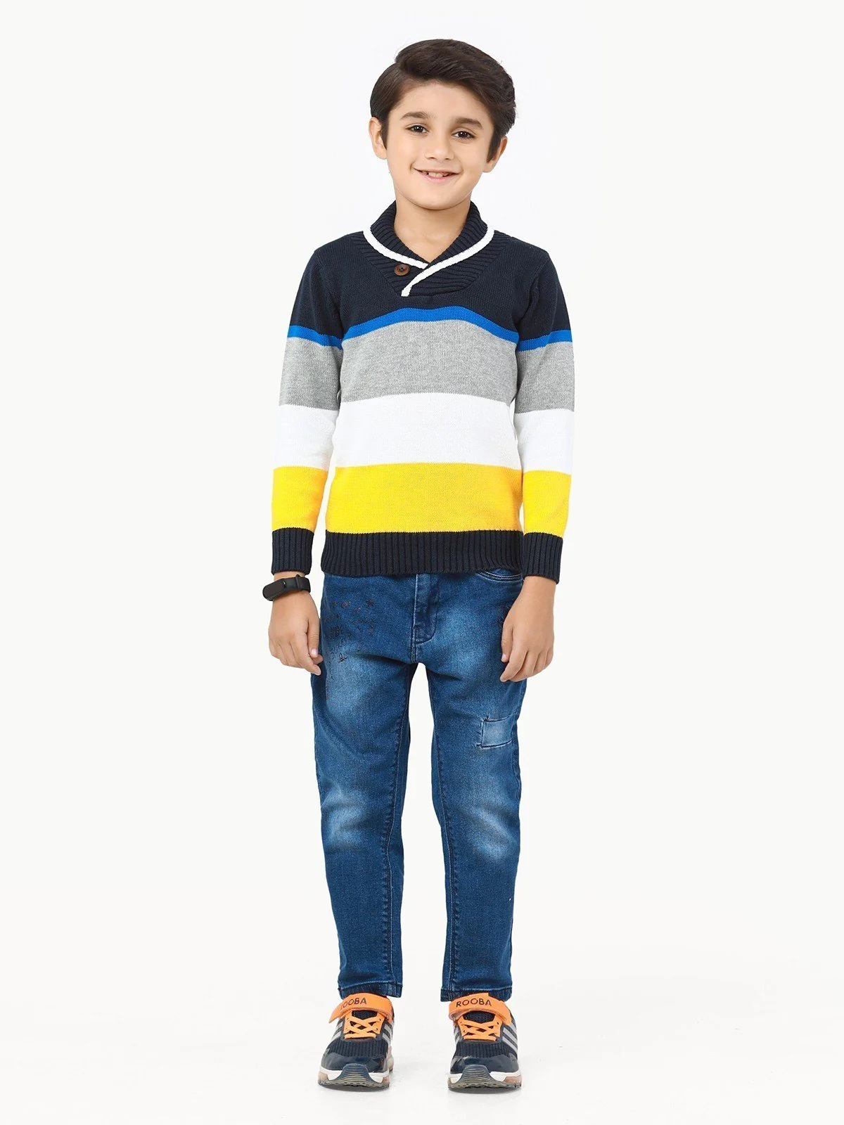Boy's Navy & Yellow Sweater - EBTSWT22-007 - Image 2