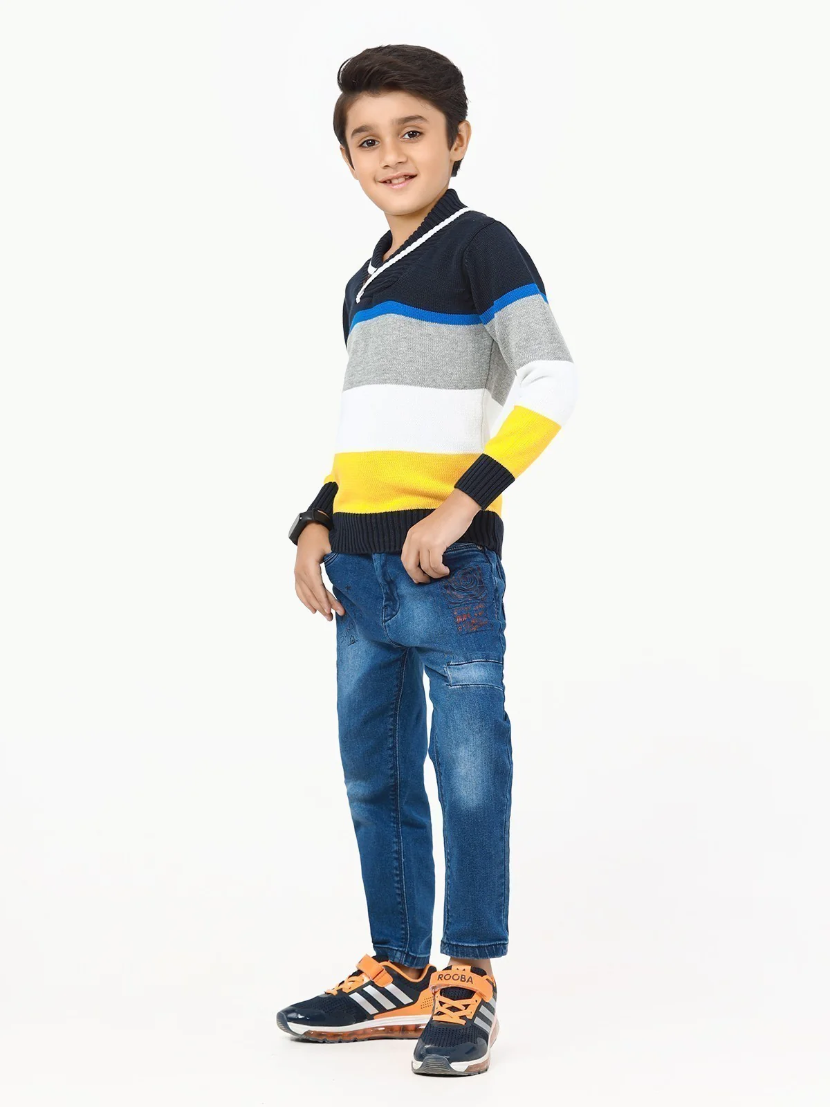 Boy's Navy & Yellow Sweater - EBTSWT22-007 - Image 4
